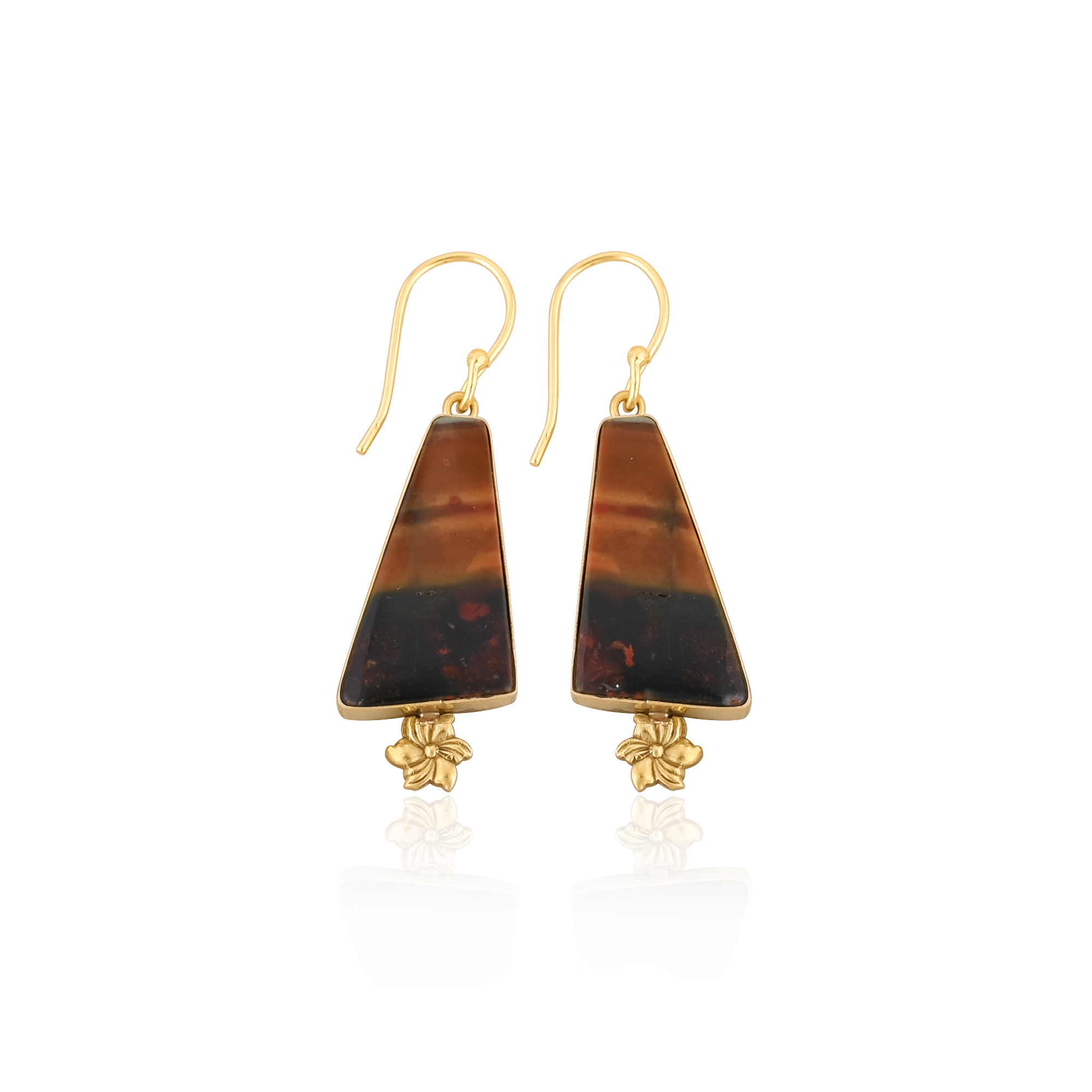 Malinga Jasper Gemstone Yellow Gold Plated Handmade Designer Dangle Earring