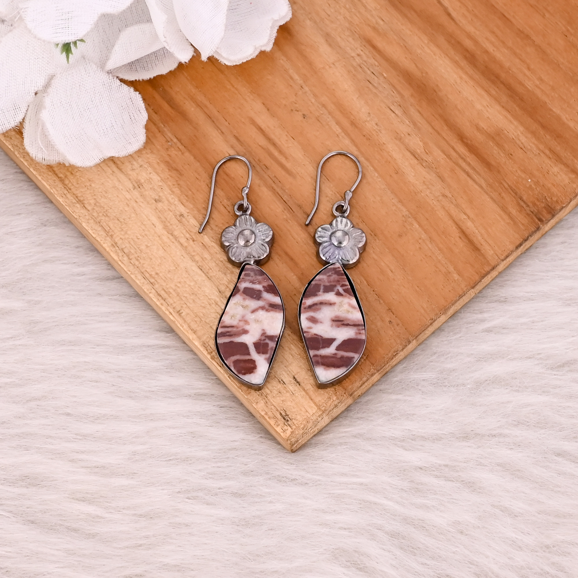 Malinga Jasper Gemstone Black Ruthenium Handmade Wholesale Earring Dangler Earring