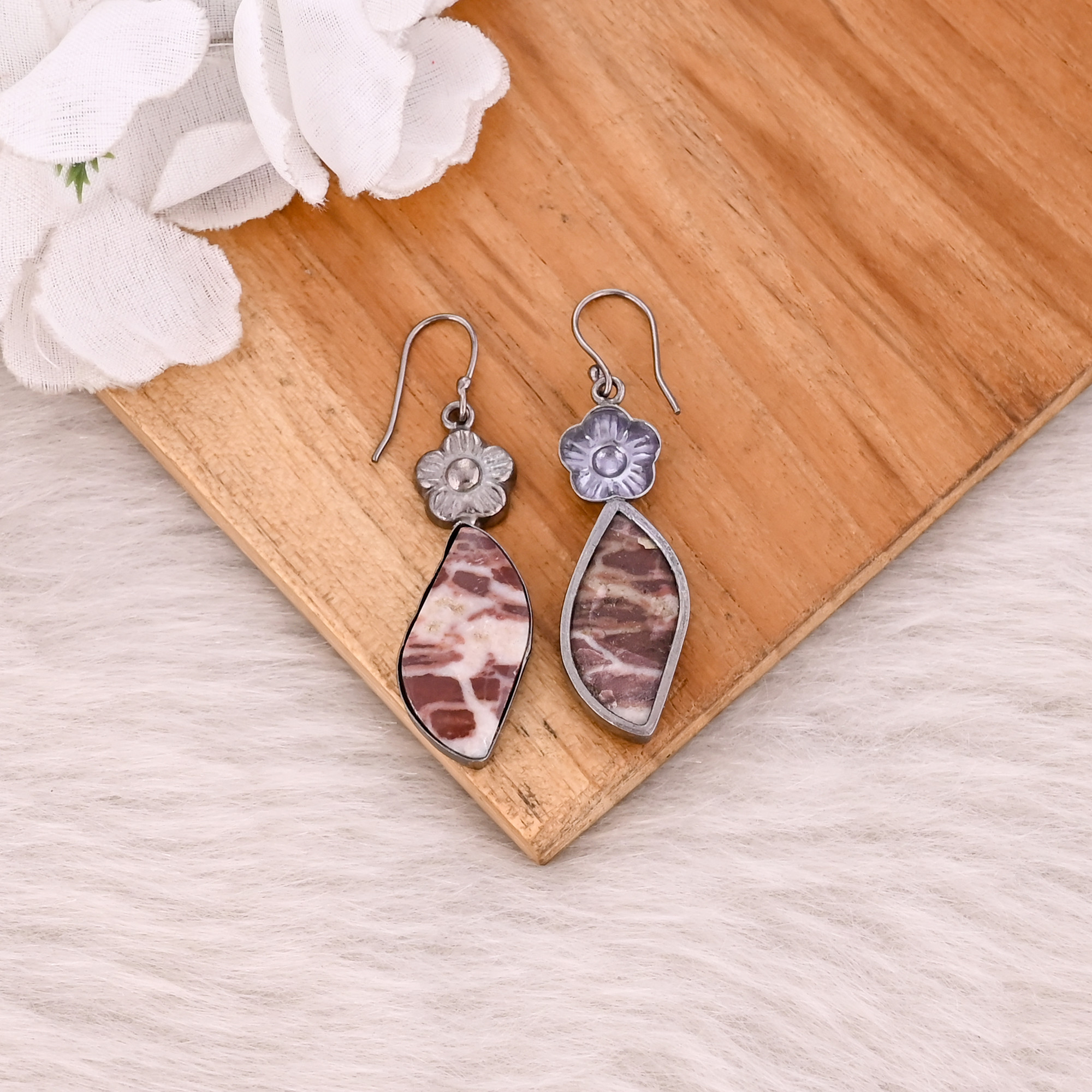 Malinga Jasper Gemstone Black Ruthenium Handmade Wholesale Earring Dangler Earring
