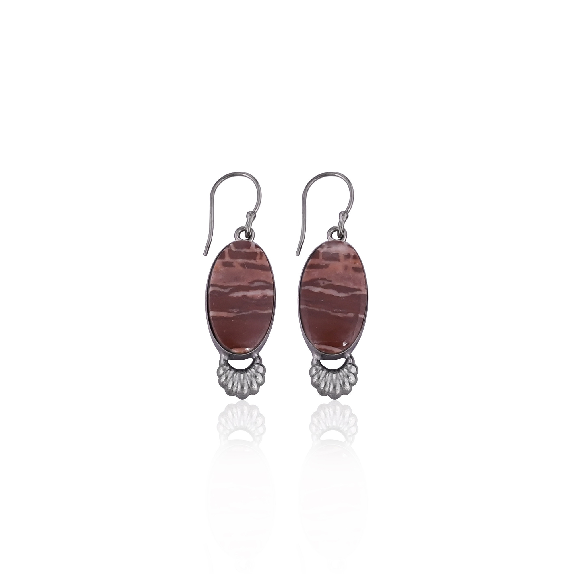 Malinga Jasper Oval Shape Gemstone Dangler Earring Black Ruthenium Earring Gift For Bridal