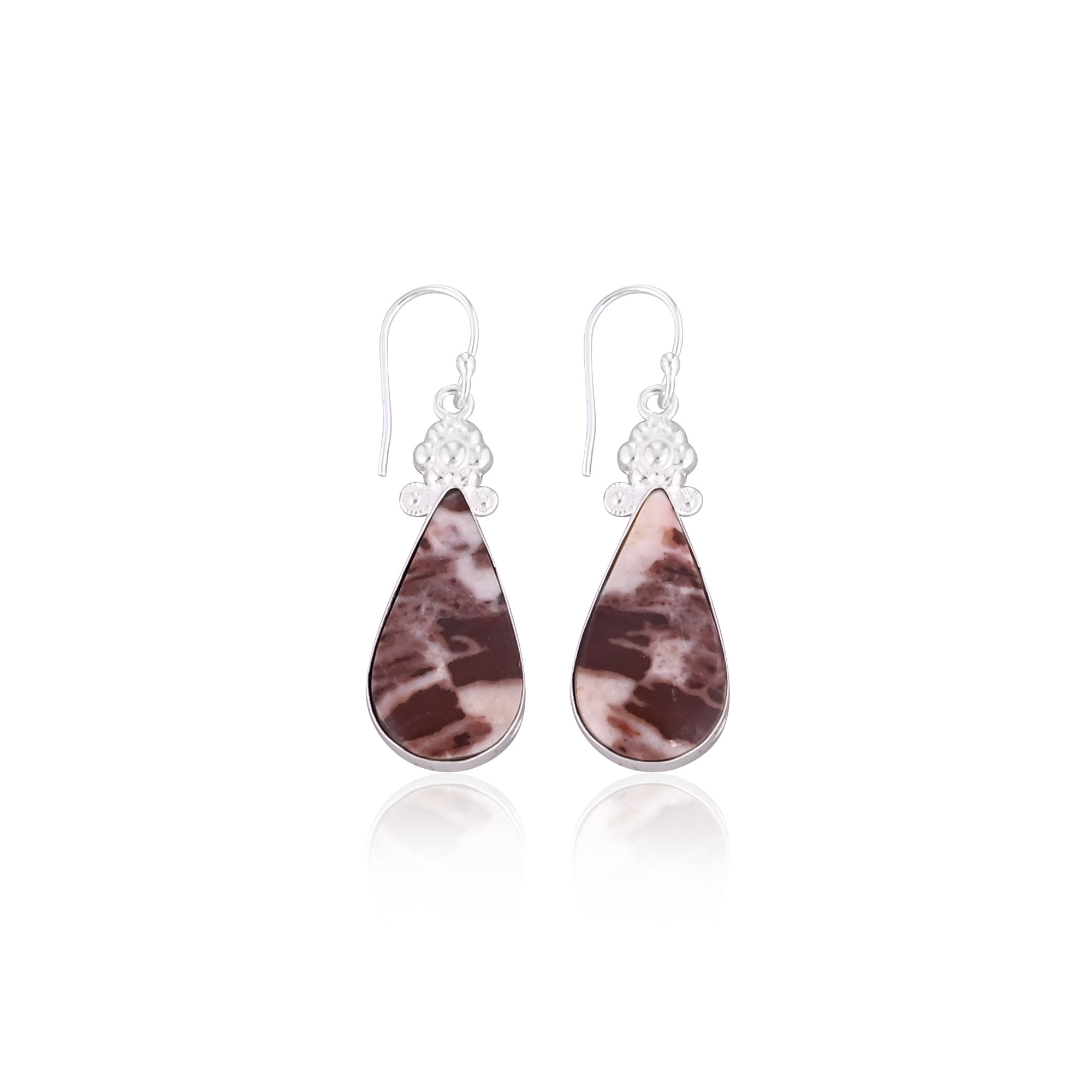 Malinga Jasper Pear Gemstone Handmade Brass Women Dangler Earring Mom Gifts