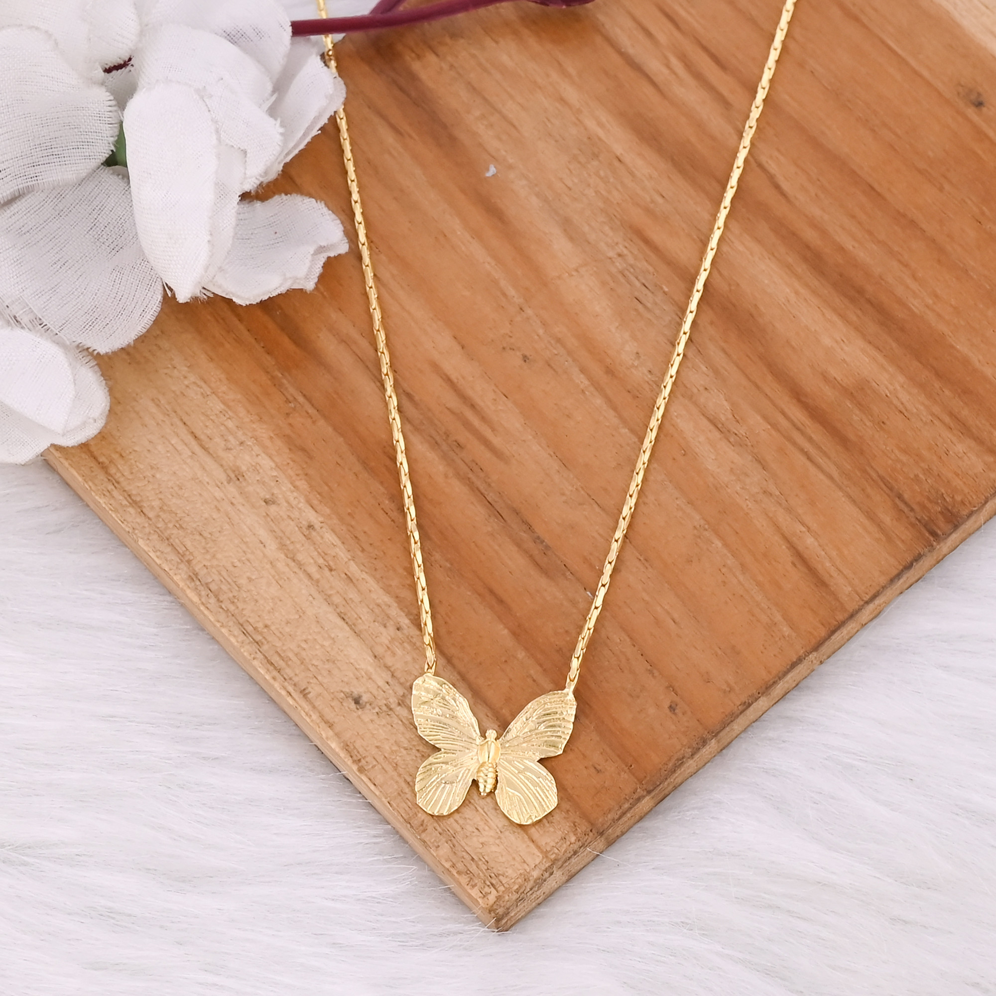 25 pcs Wholesale Lot Brass Yellow Gold Plated Handmade Designer Butterfly Necklace Jewelry Women Charm Jewelry
