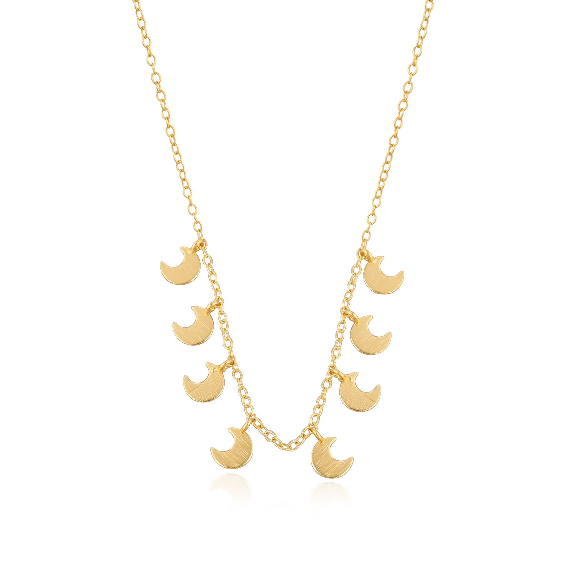 Brass Yellow Gold Plated 25 pcs Wholesale Lot Handmade Designer Matte Finish Dainty Necklace Jewelry Crescent Moon Women Brass Jewelry