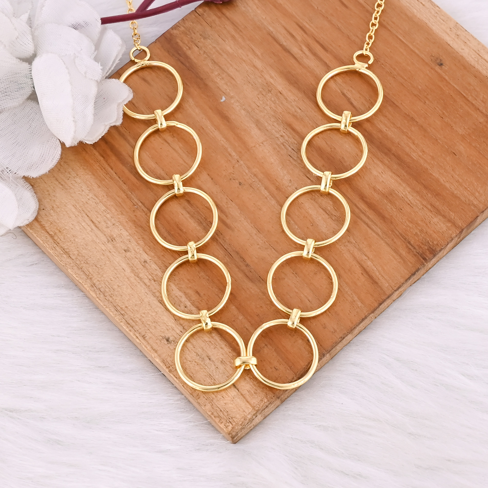 Brass Yellow Gold Plated 25 pcs Wholesale Lot Handmade Designer Unique Gift Round Circle Necklace Jewelry Fashion Jewelry