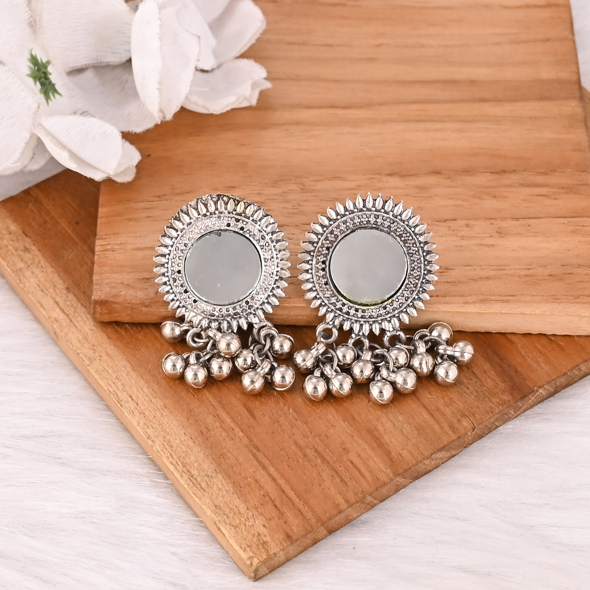 Designer Jute Mirror Work Jewelry Set Necklace Earrings  Ring Boho Fashion Accessories for Women