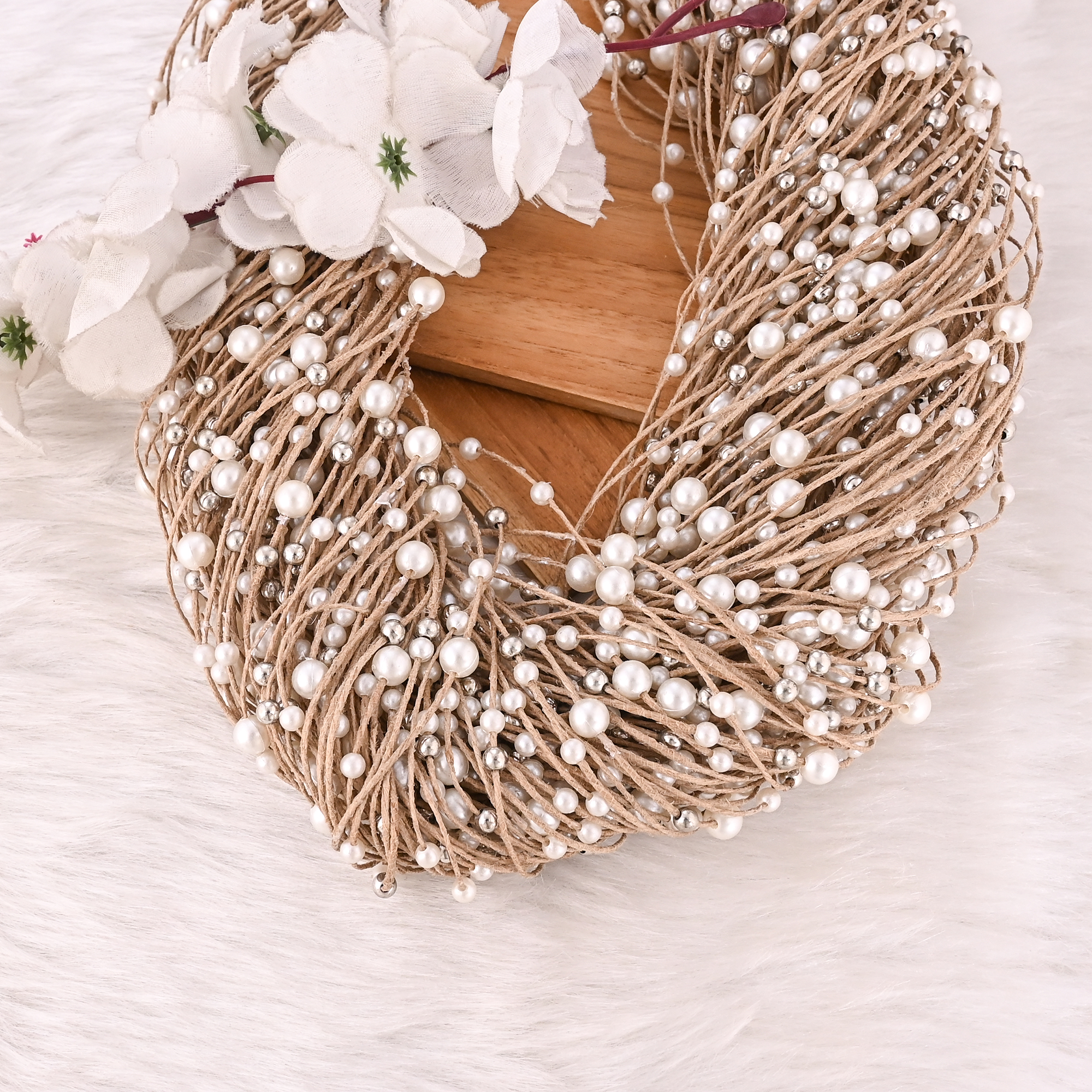 Handmade Jute Pearl Necklace Boho Eco-Friendly Layered Statement Fashion Jewelry for Women