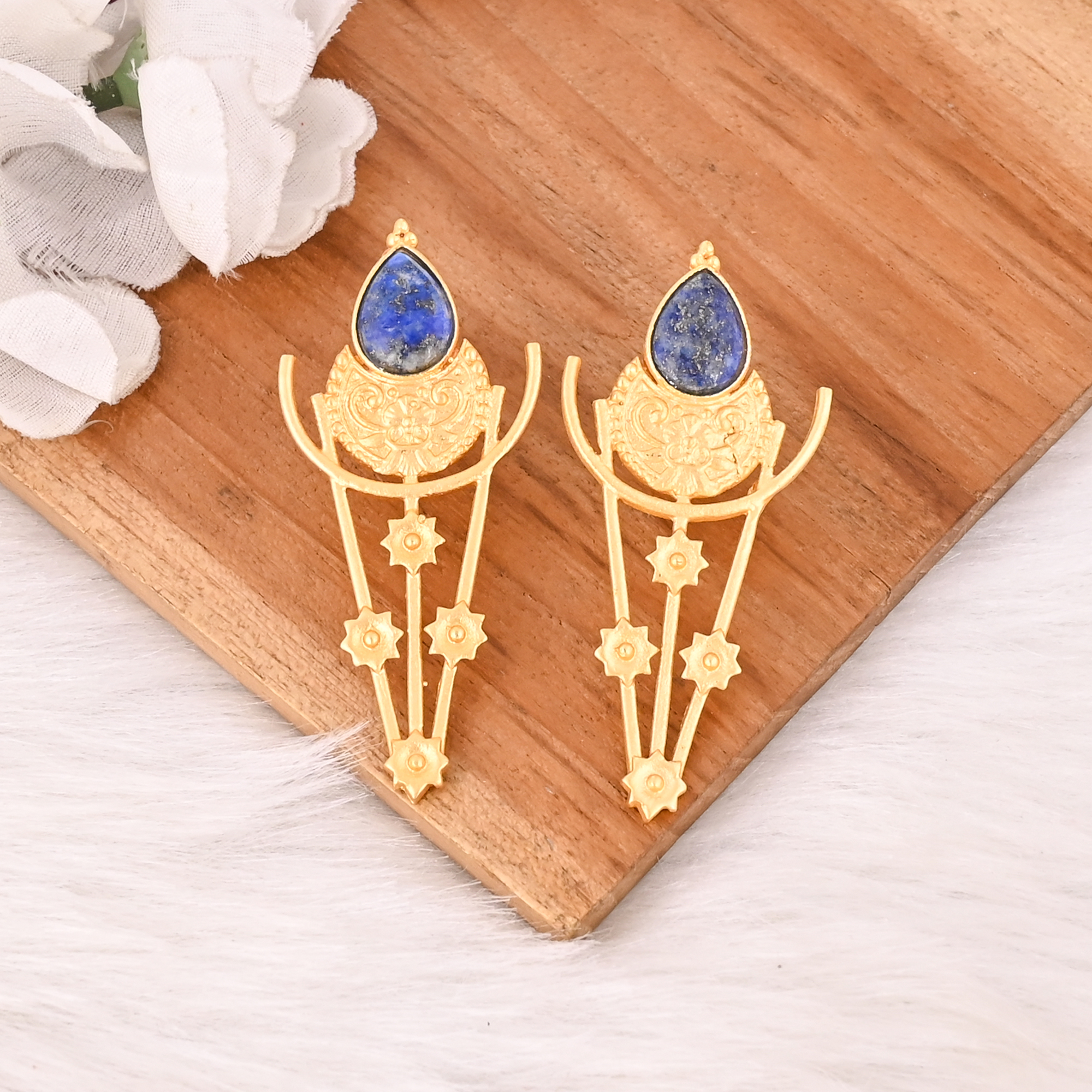Natural Lapis Lazuli Handmade Drop Earrings for Women Jewelry