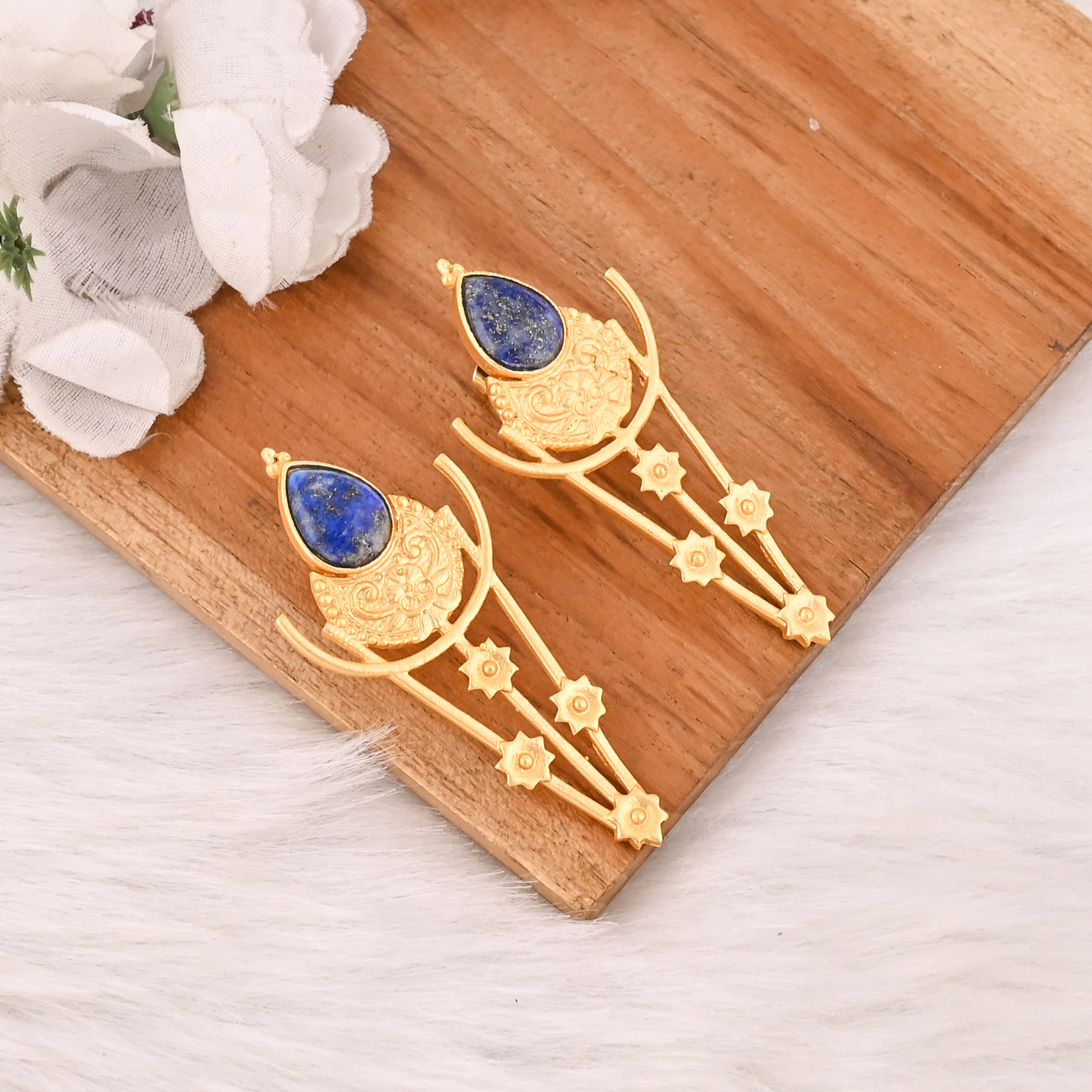 Natural Lapis Lazuli Handmade Drop Earrings for Women Jewelry
