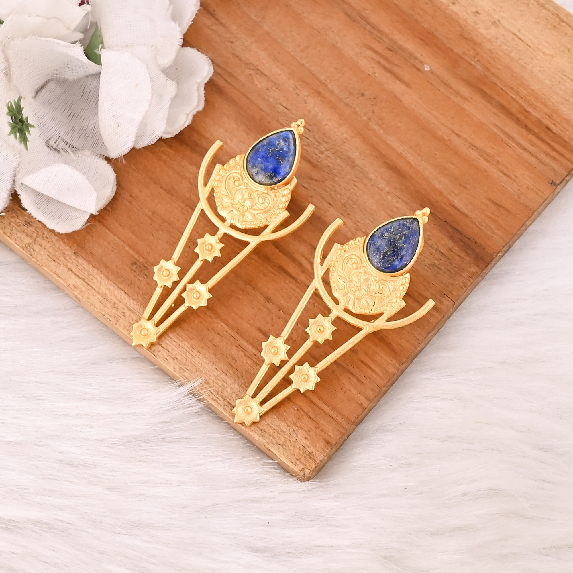 Natural Lapis Lazuli Handmade Drop Earrings for Women Jewelry