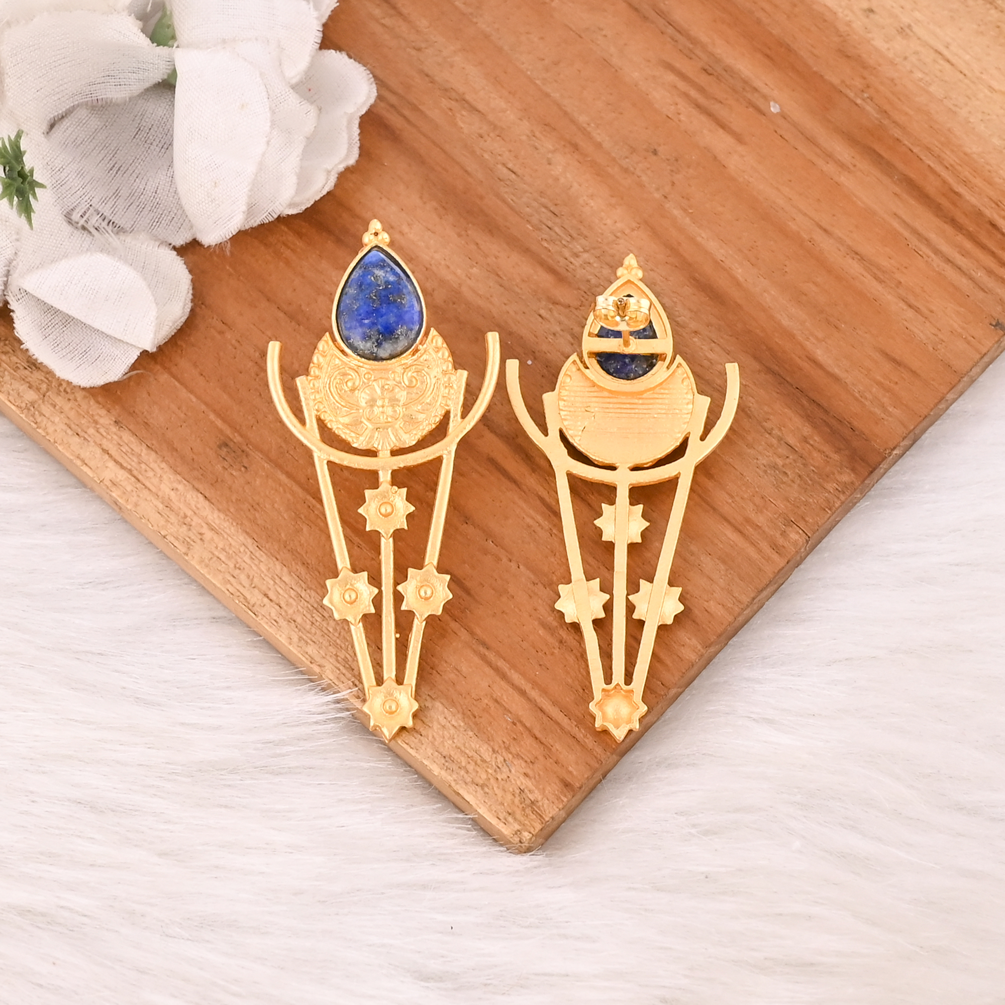 Natural Lapis Lazuli Handmade Drop Earrings for Women Jewelry
