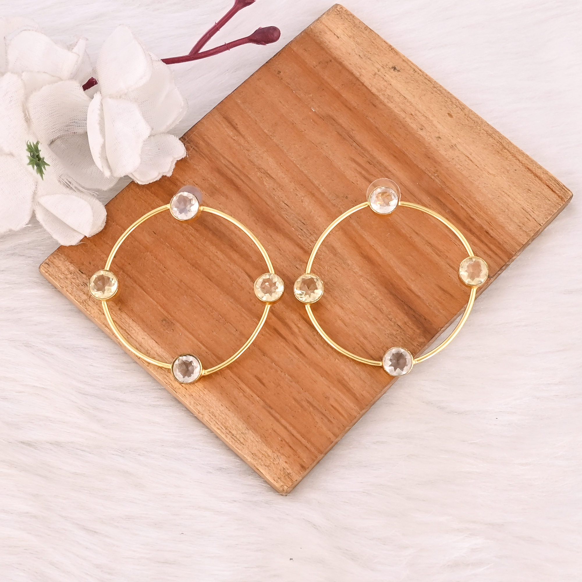Designer Lemon Quartz Hydro  Crystal Quartz Hydro Gemstone Earrings Handmade Fashion Jewelry for Women