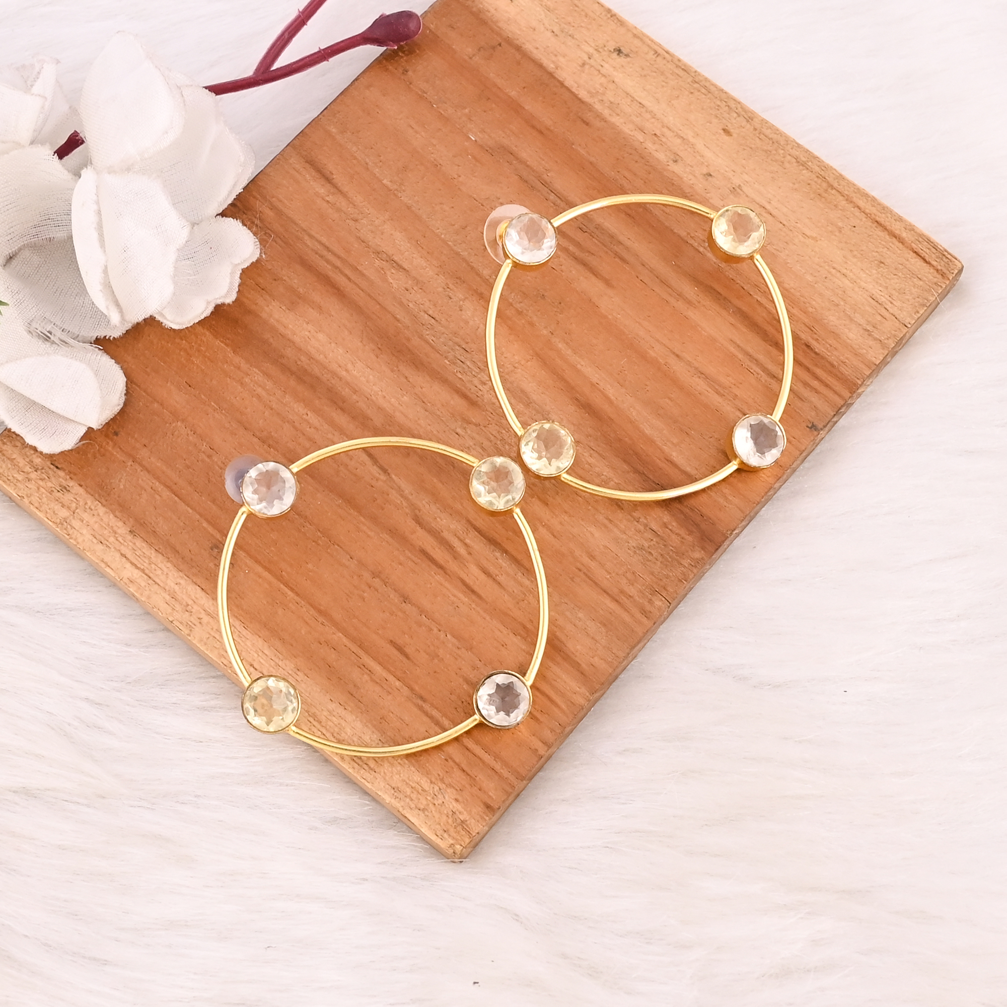 Designer Lemon Quartz Hydro  Crystal Quartz Hydro Gemstone Earrings Handmade Fashion Jewelry for Women