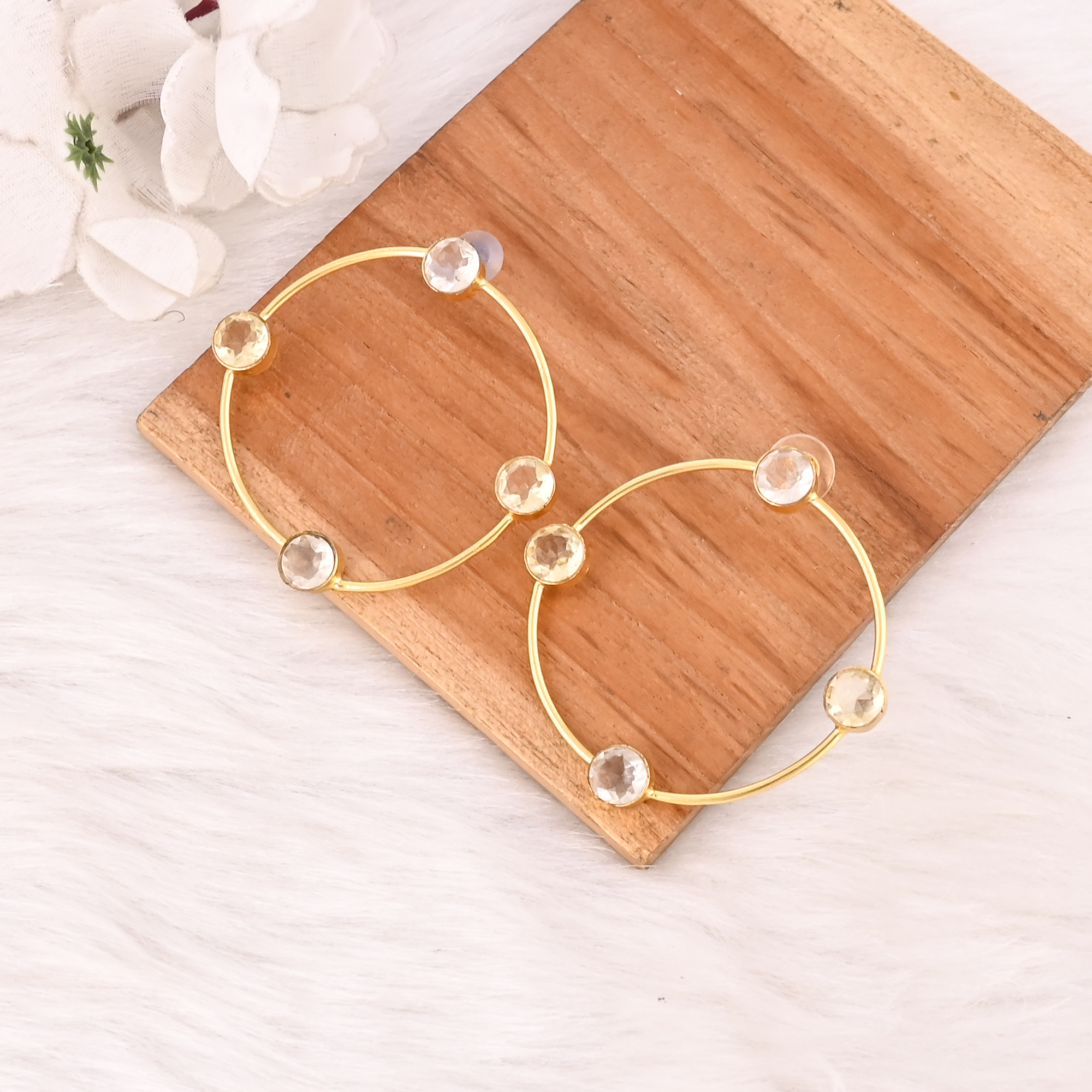 Designer Lemon Quartz Hydro  Crystal Quartz Hydro Gemstone Earrings Handmade Fashion Jewelry for Women