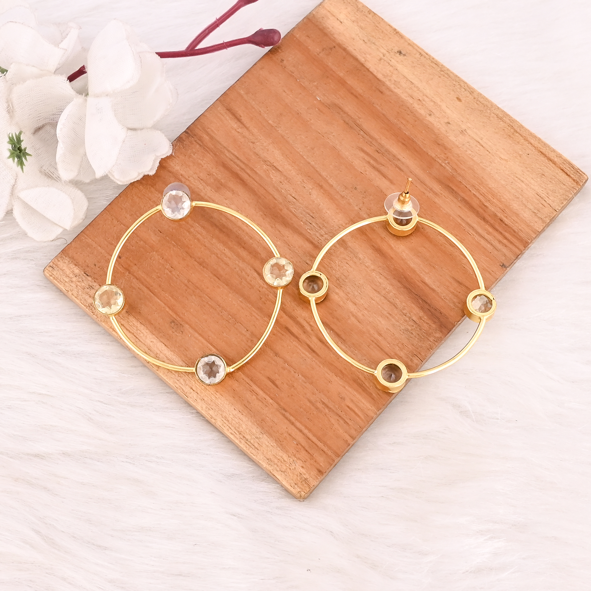 Designer Lemon Quartz Hydro  Crystal Quartz Hydro Gemstone Earrings Handmade Fashion Jewelry for Women