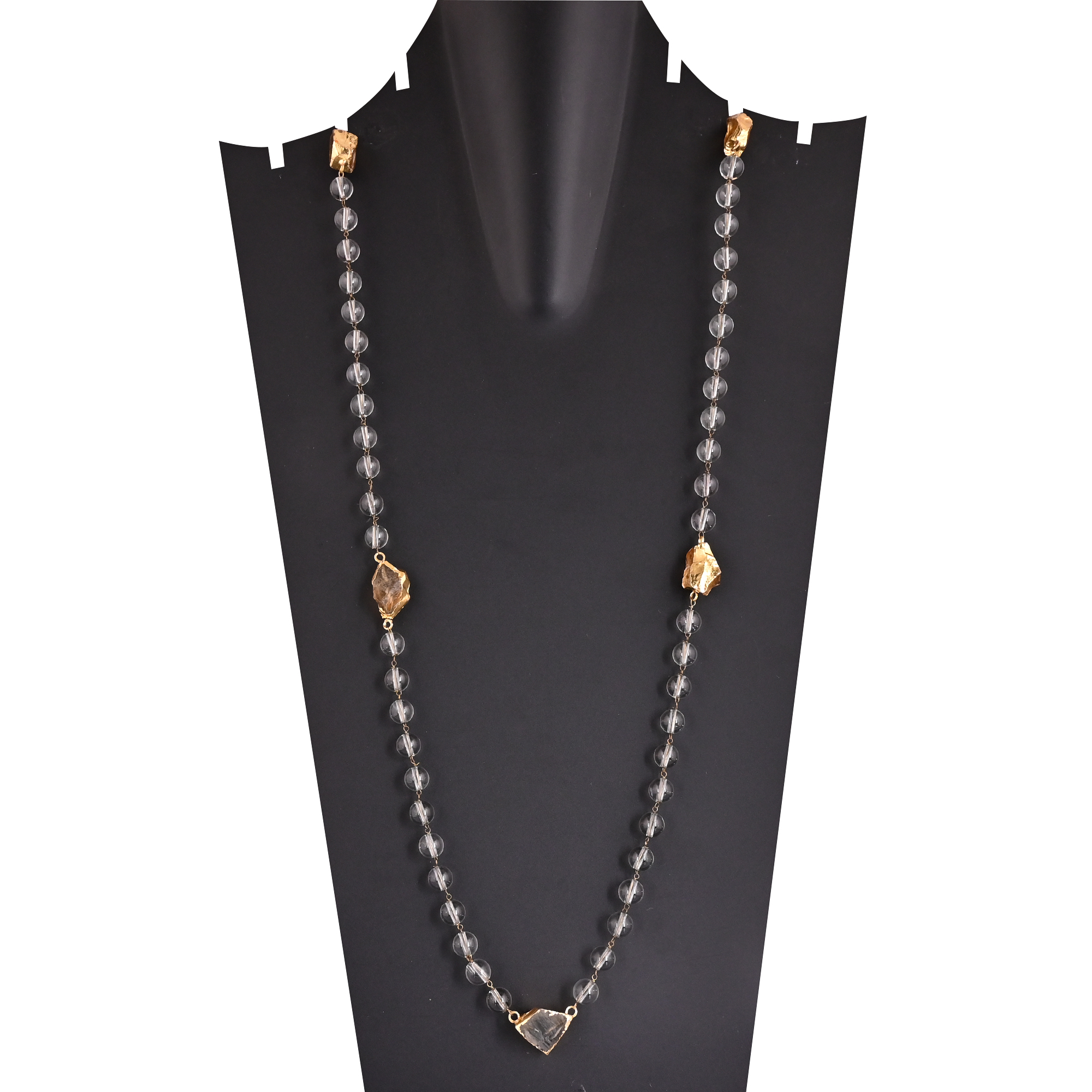 Citrine Green Amethyst Beaded Chain Lariat Necklace