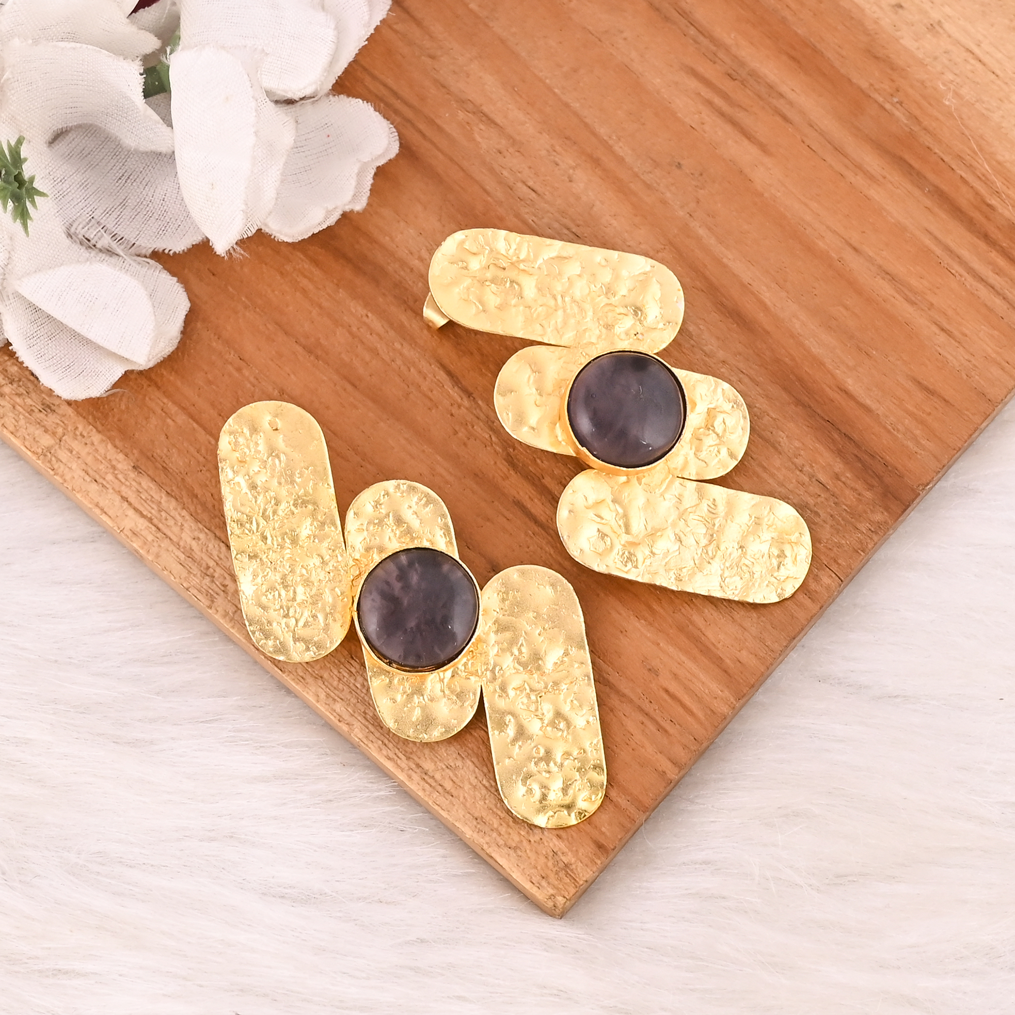 Elegant Amethyst Hydro Drop Earrings Handmade Brass Gold Plated Gemstone Jewelry for Women