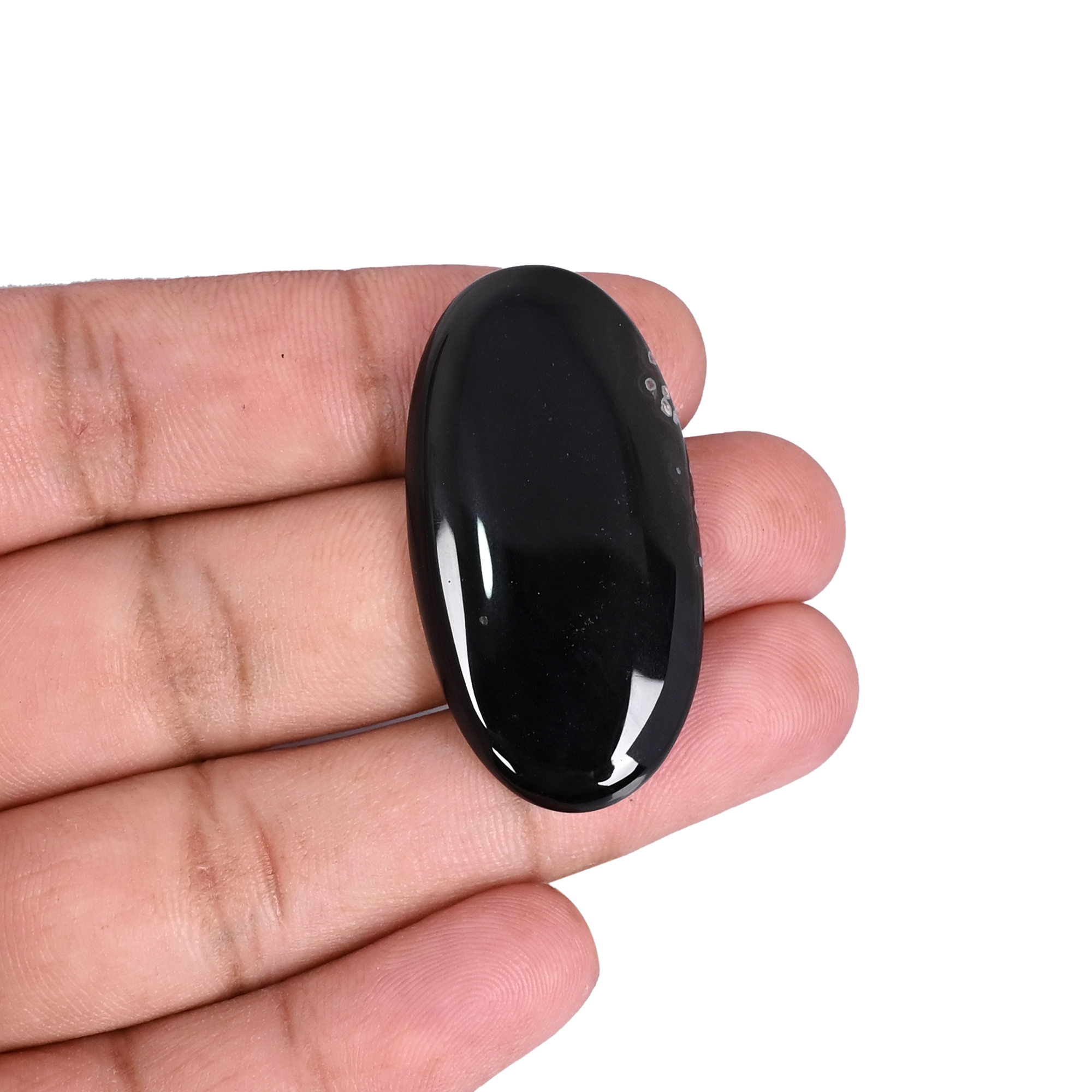 Natural Black Onyx 370 Carat 40x21mm Oval Shape Loose Gemstone