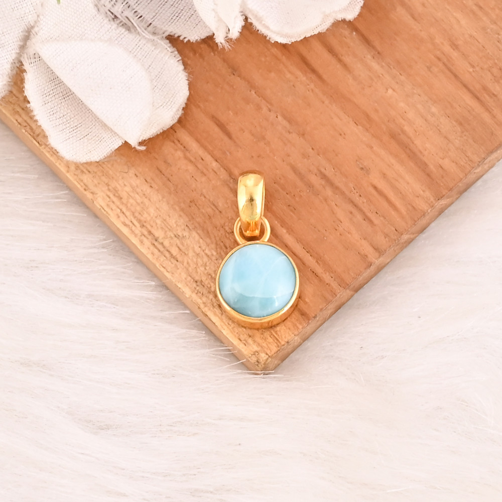Image of Natural USA Turquoise Gemstone 925 Sterling Silver Minimalist Pendent for Unisex