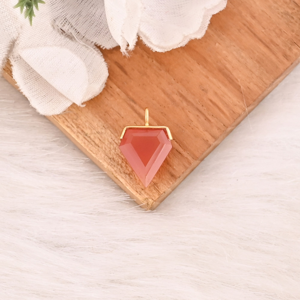 Image of Natural Red Onyx Gemstone 925 Sterling Silver Pendant Minimalist Jewelry for Unisex