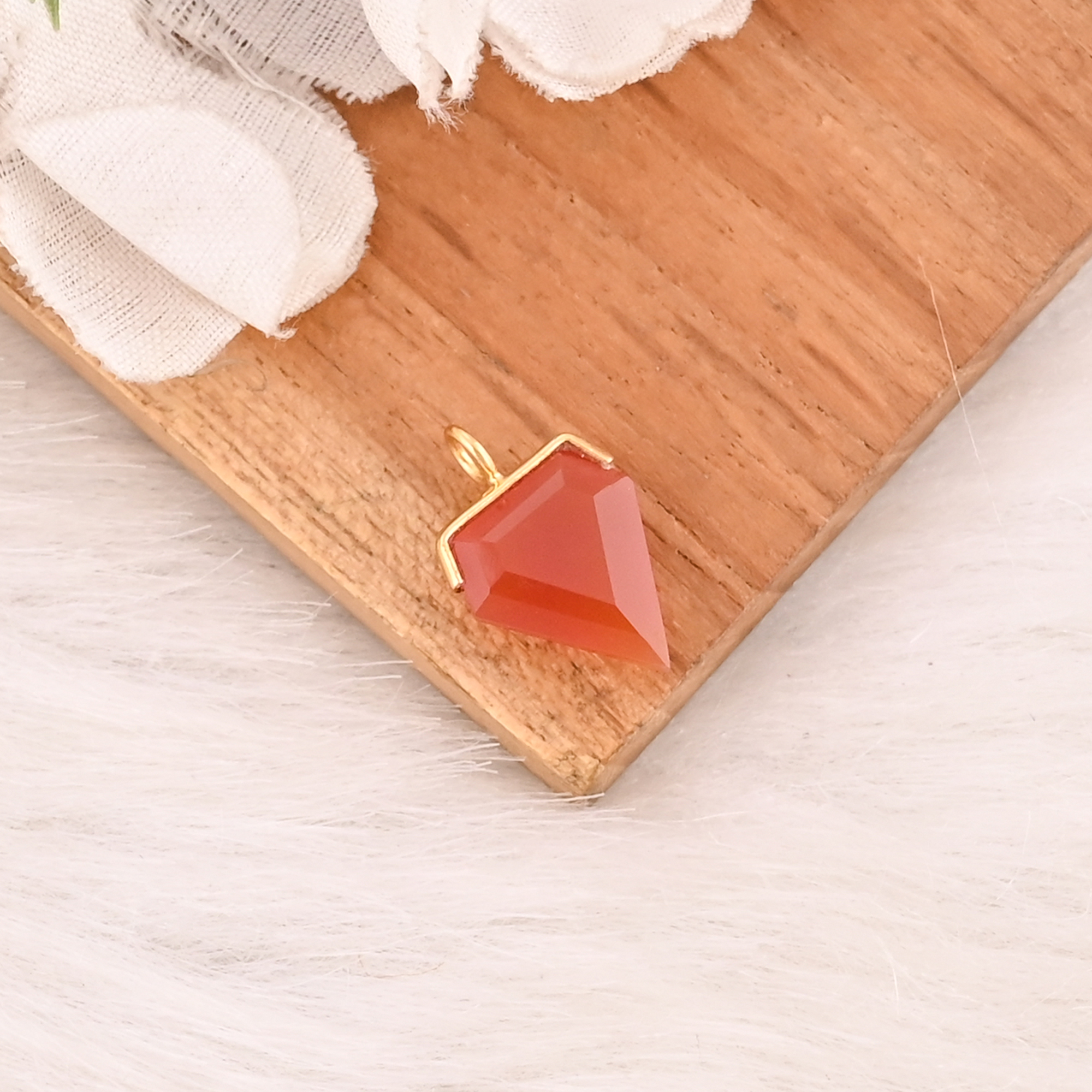 Natural Red Onyx Gemstone 925 Sterling Silver Pendant Minimalist Jewelry for Unisex