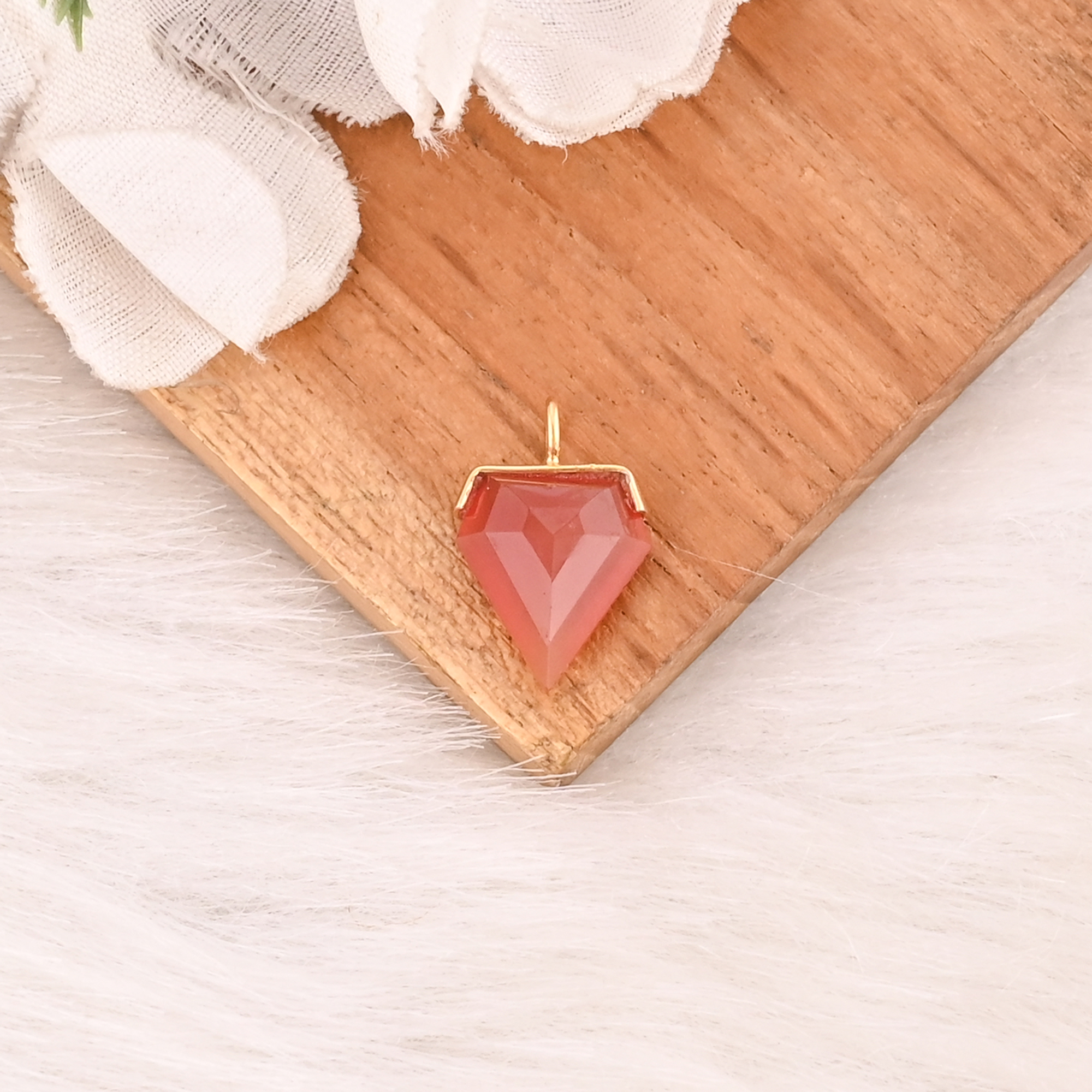 Natural Red Onyx Gemstone 925 Sterling Silver Pendant Minimalist Jewelry for Unisex