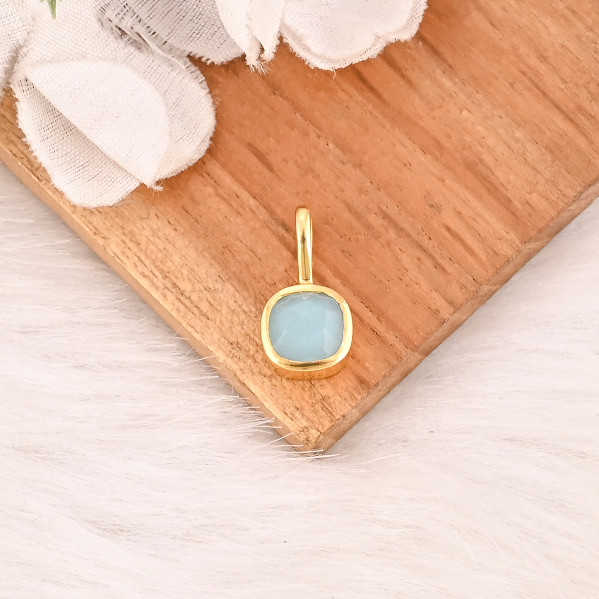 Aqua Chalcedony Gemstone 925 Sterling Silver Pendant Handmade Fine Jewelry