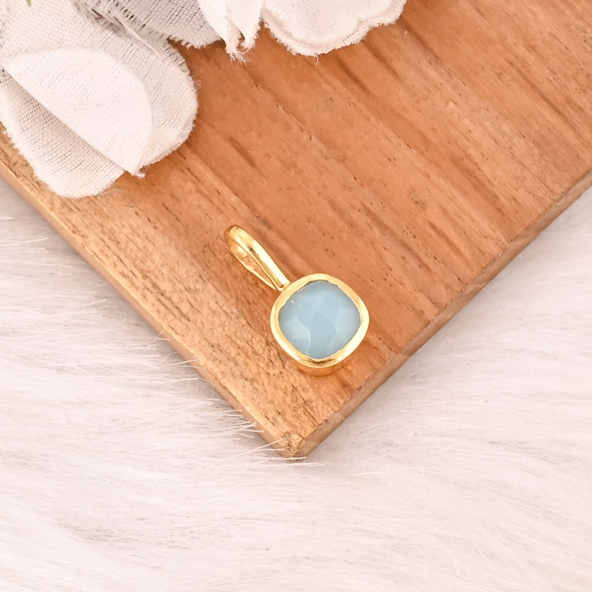 Aqua Chalcedony Gemstone 925 Sterling Silver Pendant Handmade Fine Jewelry
