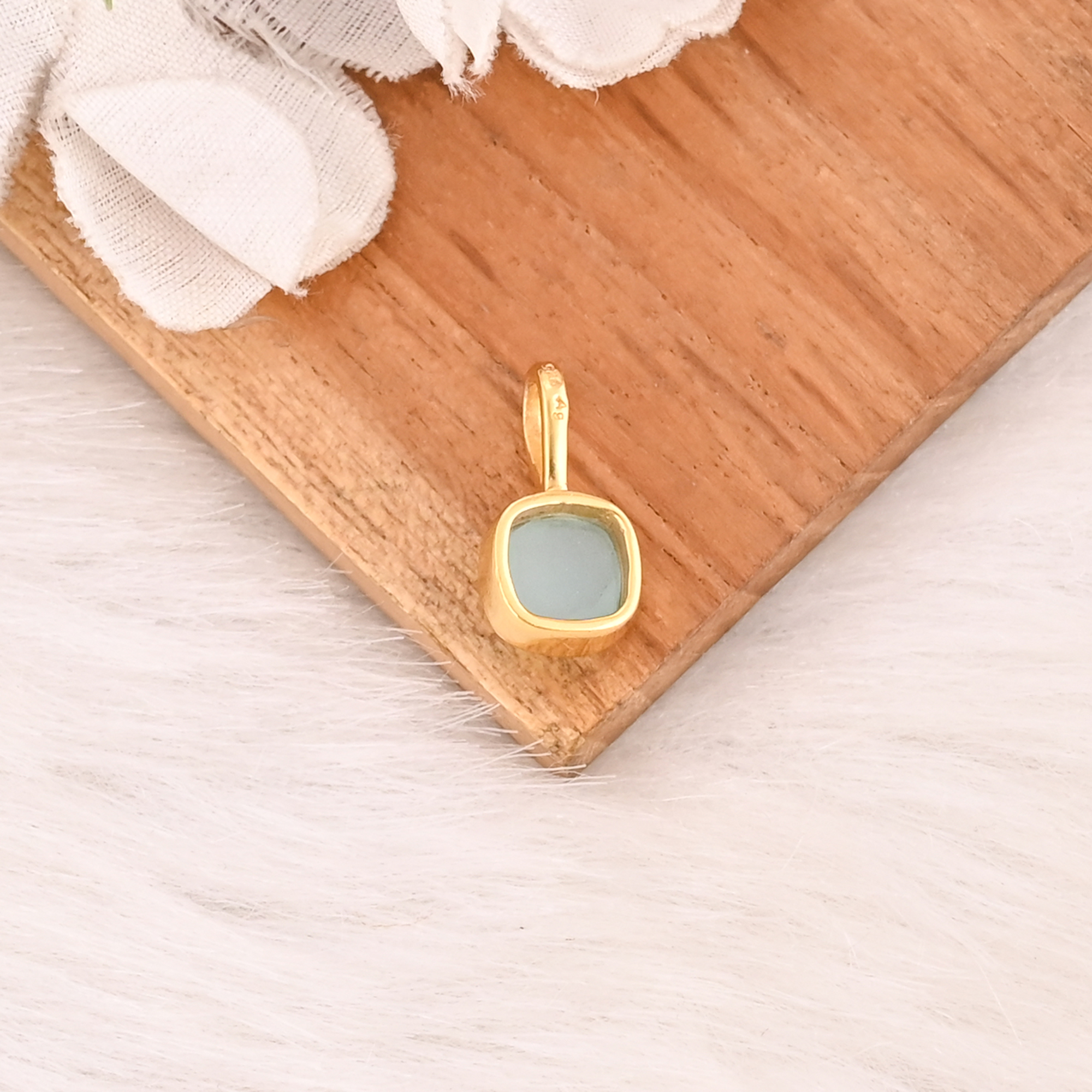 Aqua Chalcedony Gemstone 925 Sterling Silver Pendant Handmade Fine Jewelry