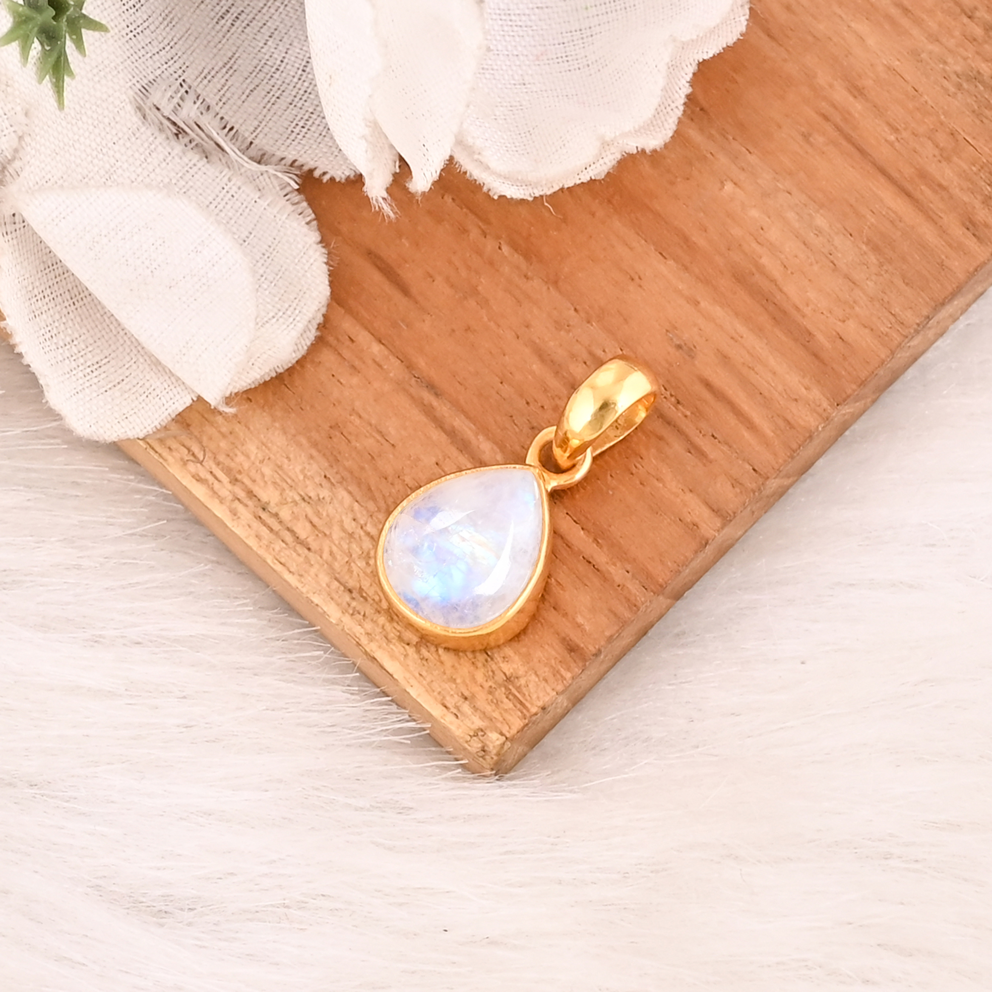 Natural Rainbow Moonstone Pendant 925 Sterling Silver Handmade Gemstone Minimalist Jewelry for Unisex