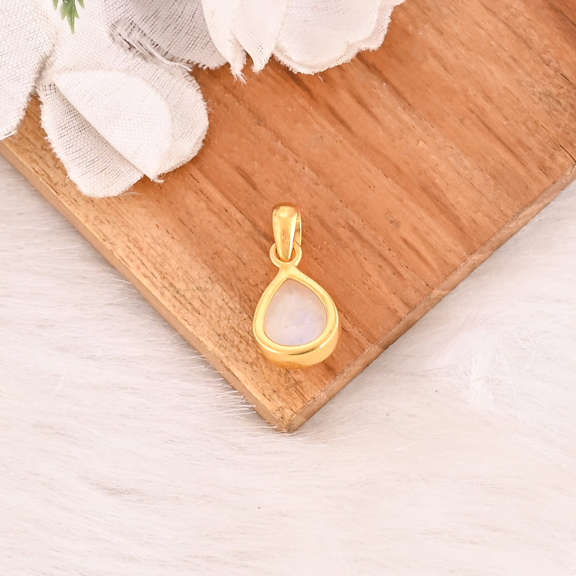 Natural Rainbow Moonstone Pendant 925 Sterling Silver Handmade Gemstone Minimalist Jewelry for Unisex