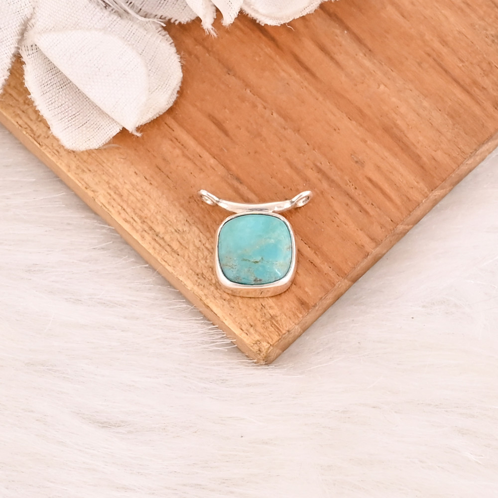 Image of Natural USA Turquoise Gemstone 925 Sterling Silver Minimalist Pendent for Unisex