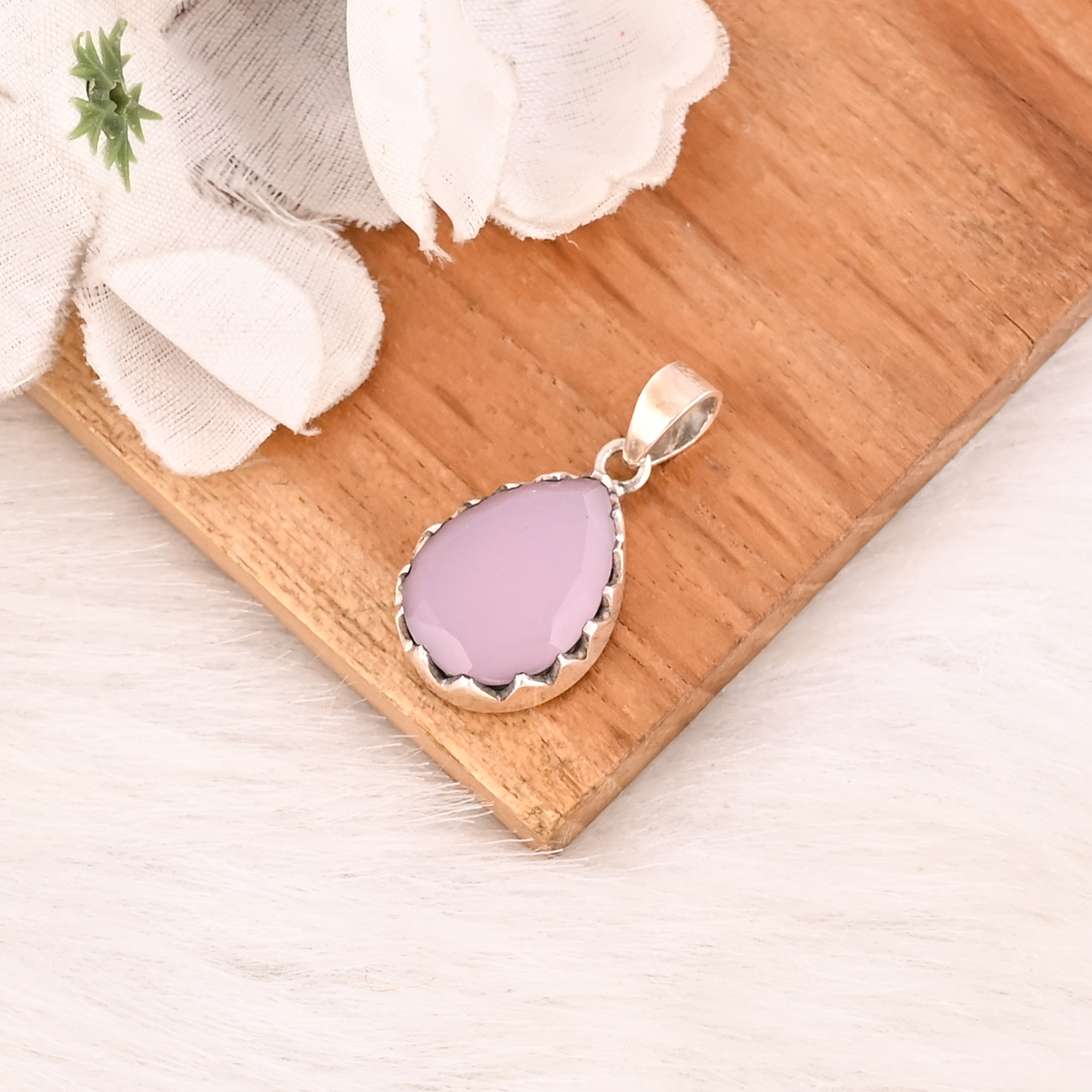 Rose Chalcedony 925 Sterling Silver Pendant Natural Gemstone Handmade Jewelry