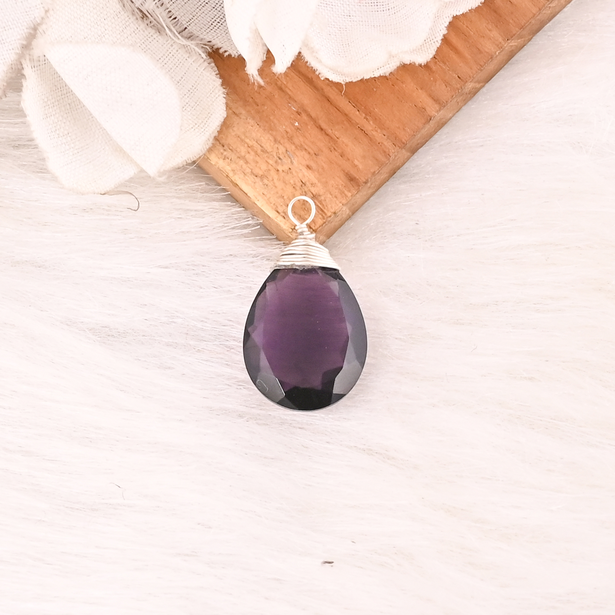 Natural Amethyst Gemstone Wire Wrap 925 Sterling Silver Pendant for Unisex
