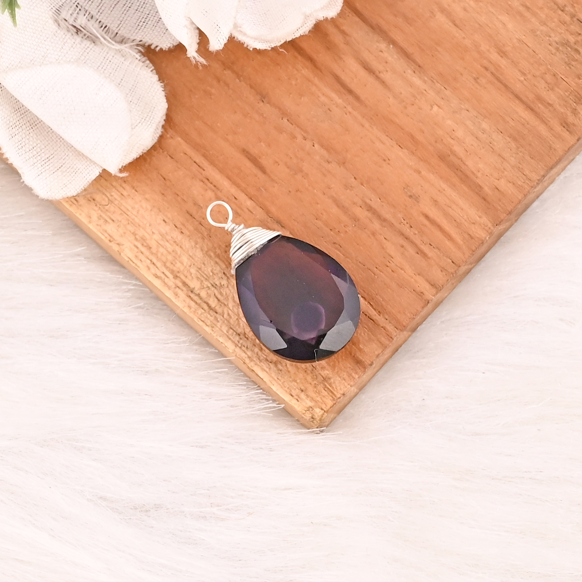 Natural Amethyst Gemstone Wire Wrap 925 Sterling Silver Pendant for Unisex