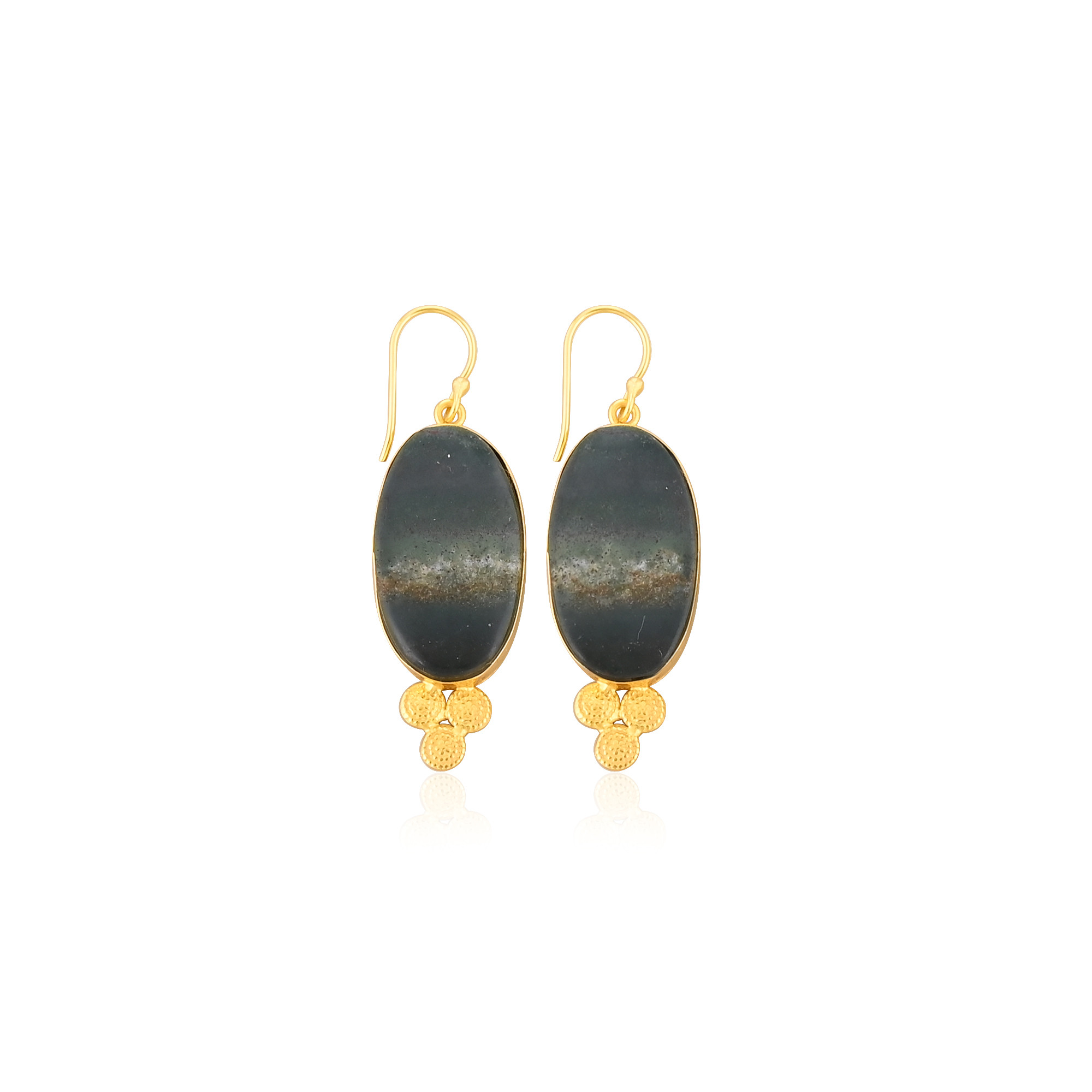 Blood Agate Gemstone Handmade Designer Birthday Gift Earrings Yellow Gold Brass Earring