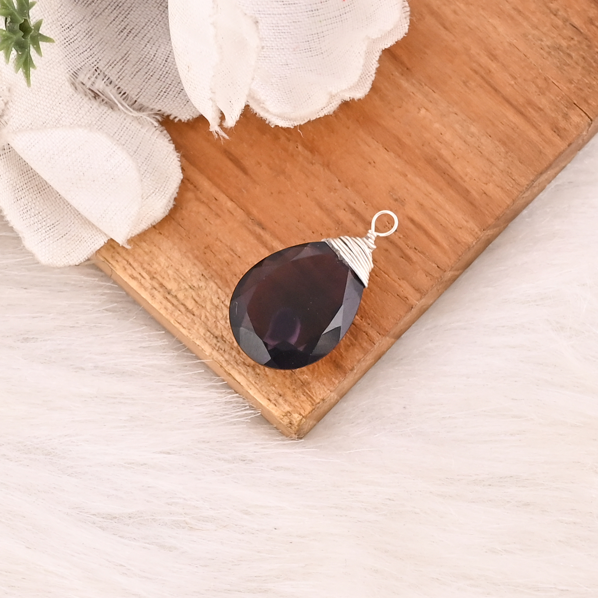 Natural Amethyst Gemstone Wire Wrap 925 Sterling Silver Pendant for Unisex