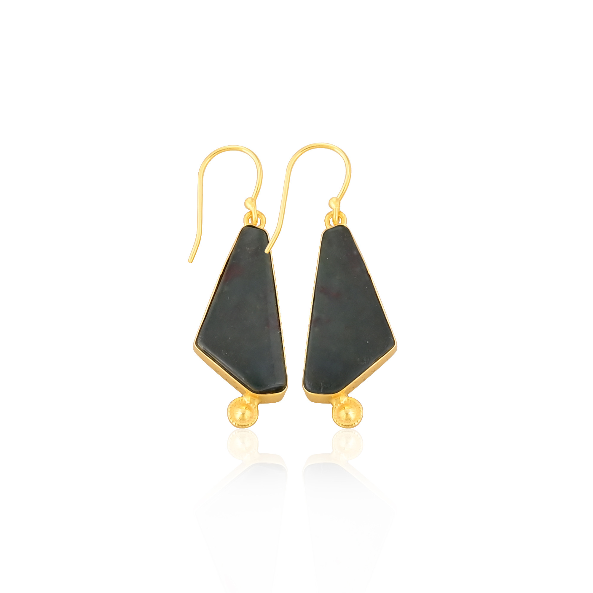 Yellow Gold Plated Brass Blood Agate Gemstone Handmade Dangler Earring Unique Gifts Jewelry