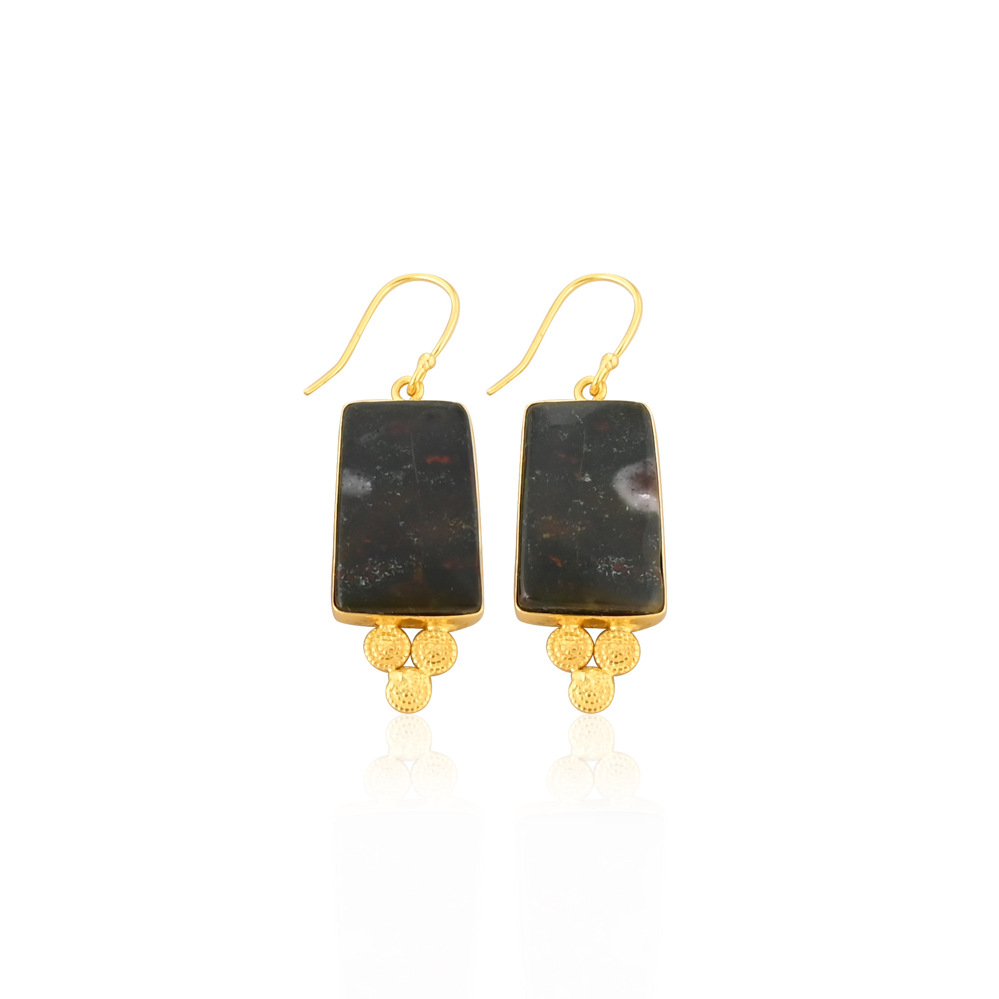 Handmade Designer Womens Yellow Gold Brass Earrings Blood Agate Gemstone Anniversary Gift Dangler Fashion Jewelry
