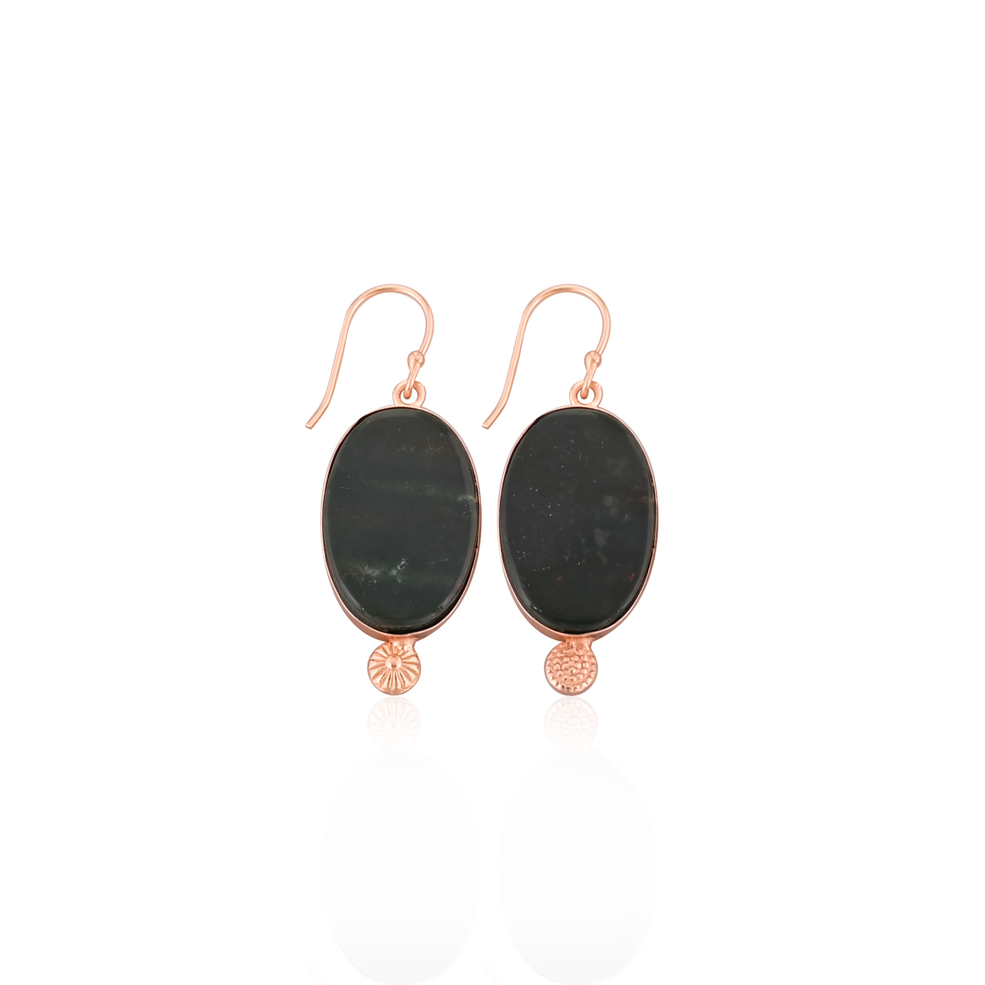 Blood Agate Gemstone Handmade Designer Earrings Rose Gold Brass Dangler Fashion Earring Jewelry