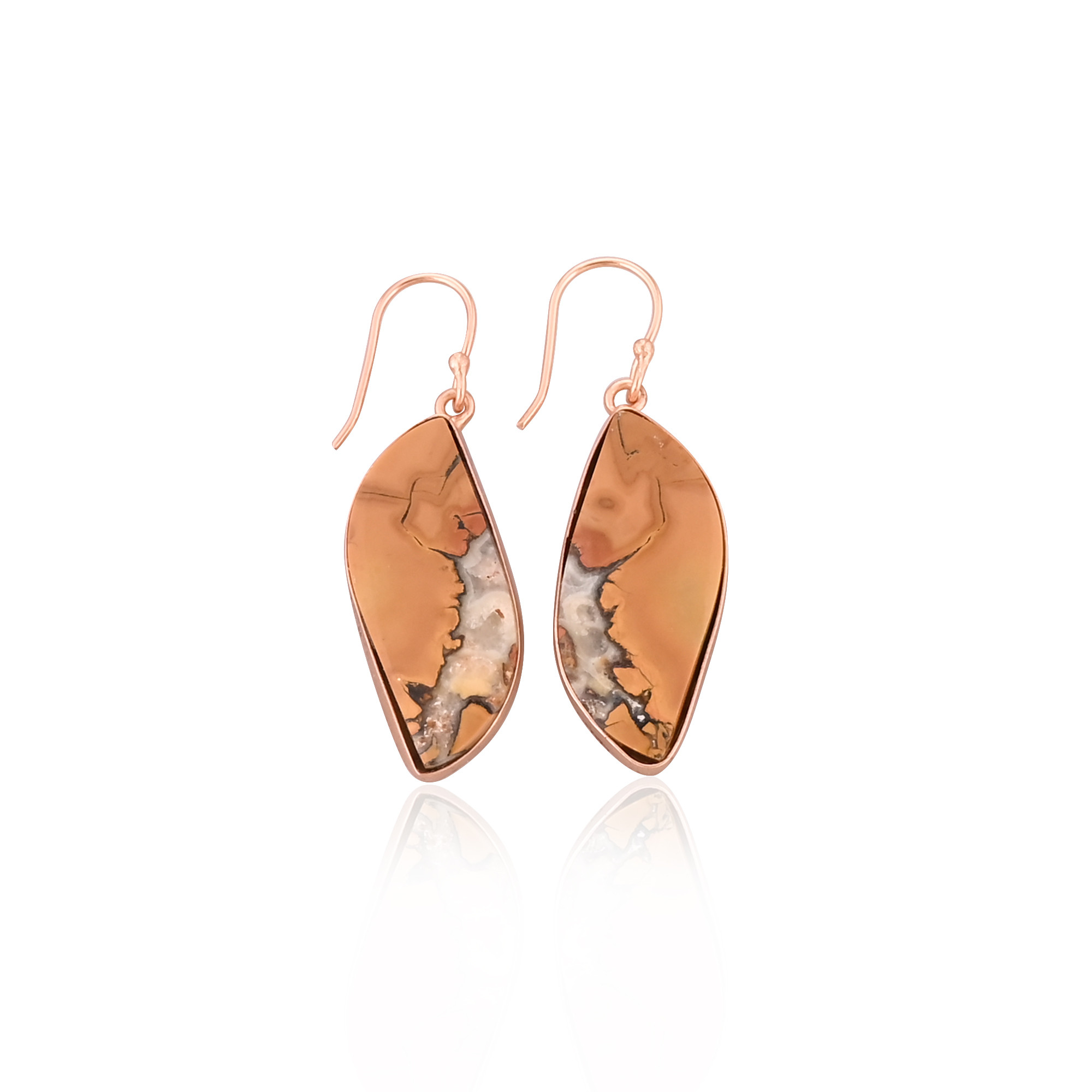 Brass Rose Gold Plated Malinga Jasper Gemstone Women Dangle Earring Beautiful Gifts Fashion Earring Wholesale Jewelry