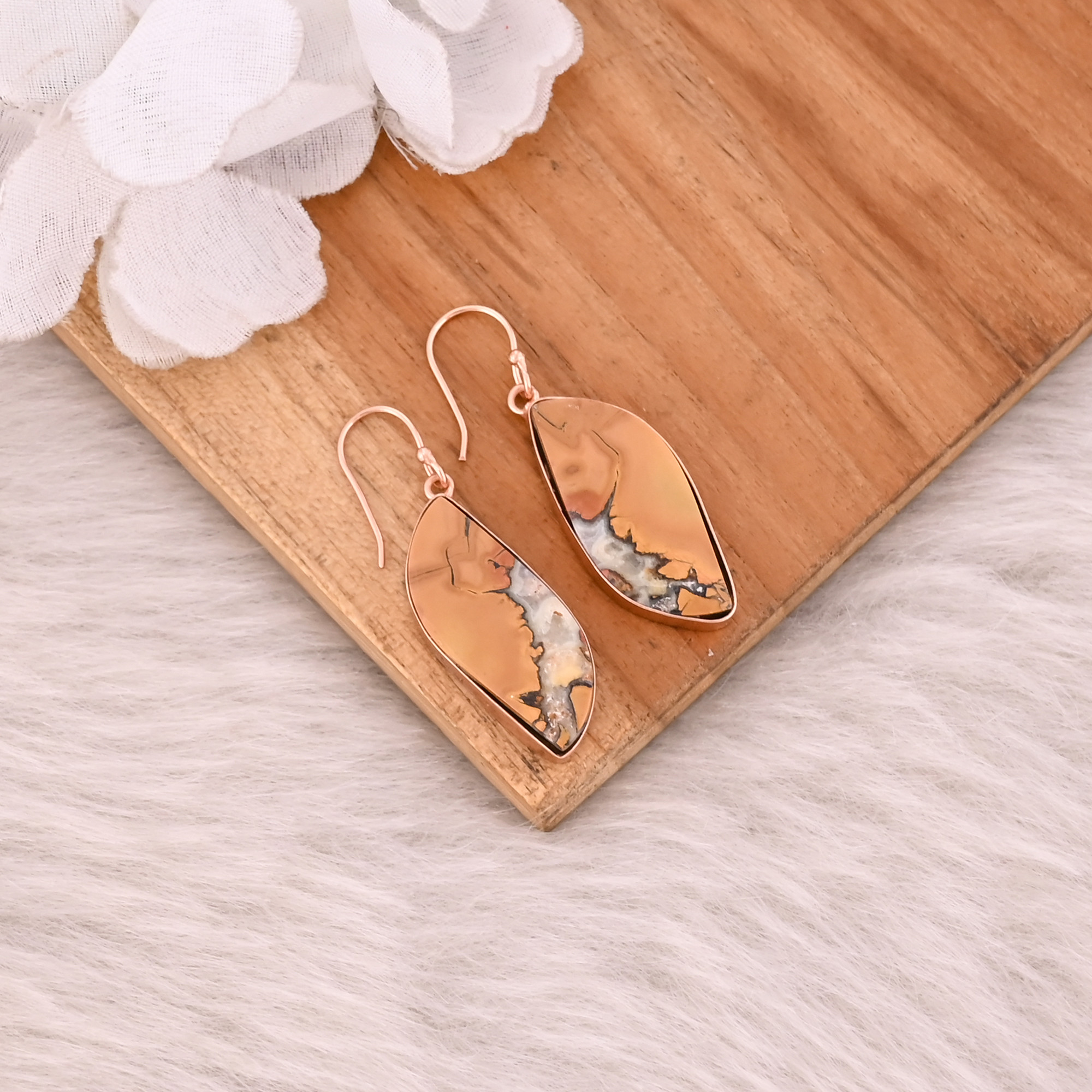Brass Rose Gold Plated Malinga Jasper Gemstone Women Dangle Earring Beautiful Gifts Fashion Earring Wholesale Jewelry