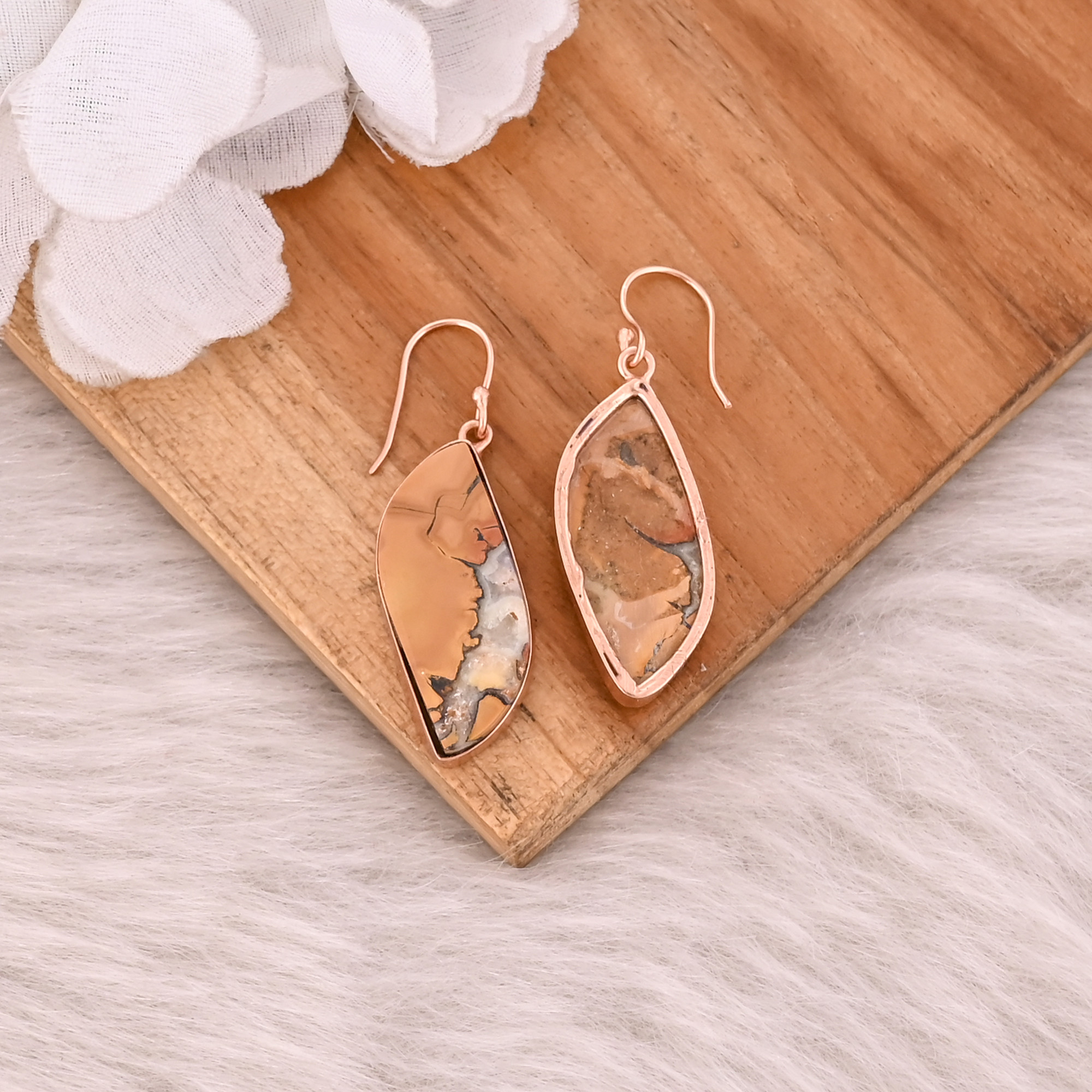 Brass Rose Gold Plated Malinga Jasper Gemstone Women Dangle Earring Beautiful Gifts Fashion Earring Wholesale Jewelry