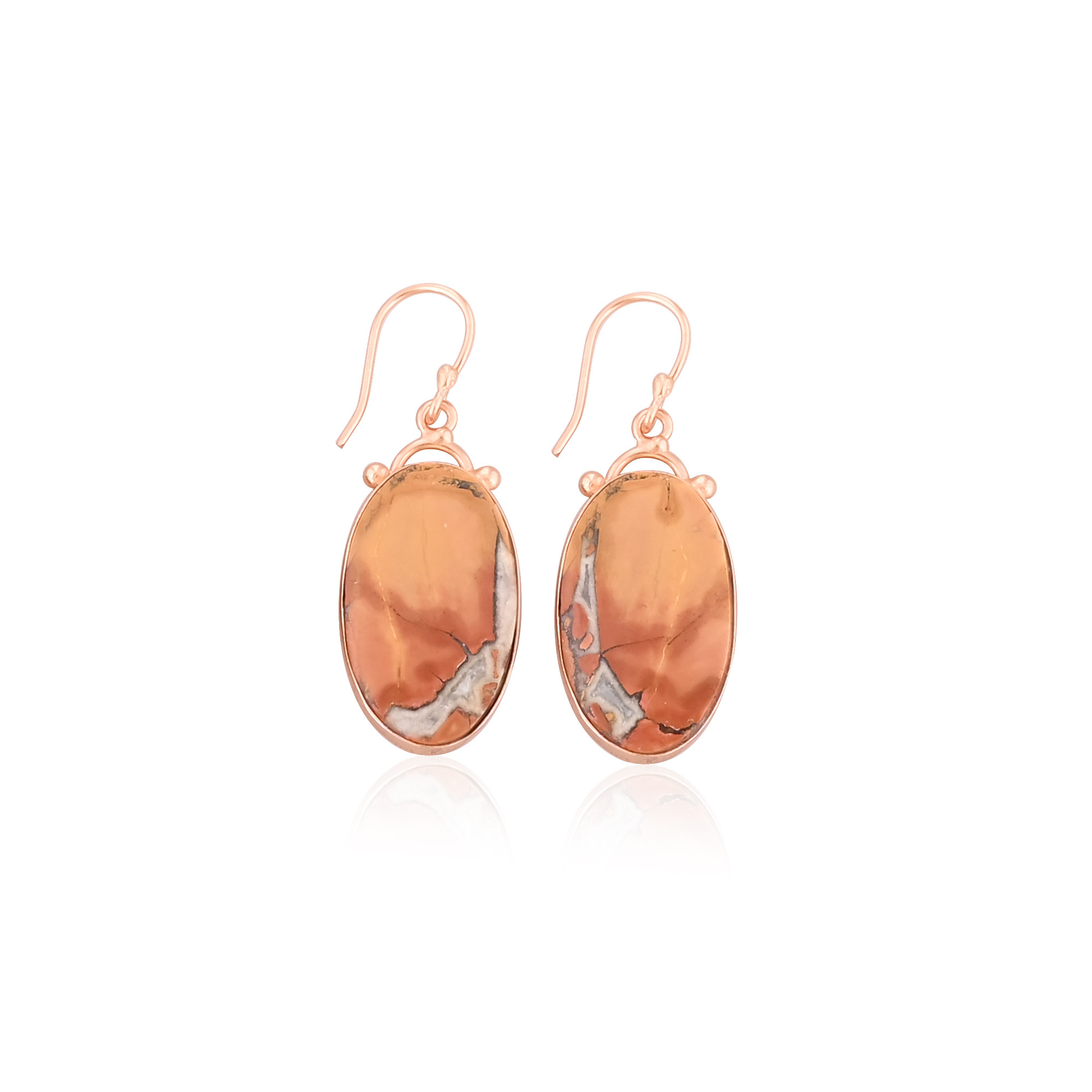 Malinga Jasper Gemstone Brass Rose Gold Plated Dangle Earring Handmade Unique Jewelry Gift For Her