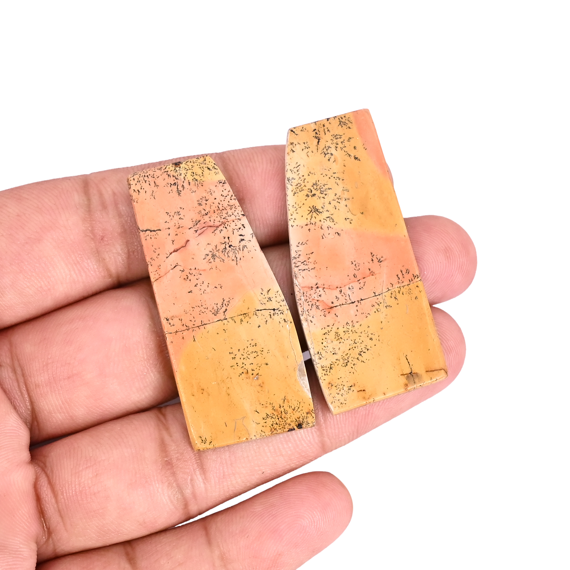 Natural Picture Jasper  487 Carat 1 Pair Weight   44x20mm Uneven Shape Loose Gemstone