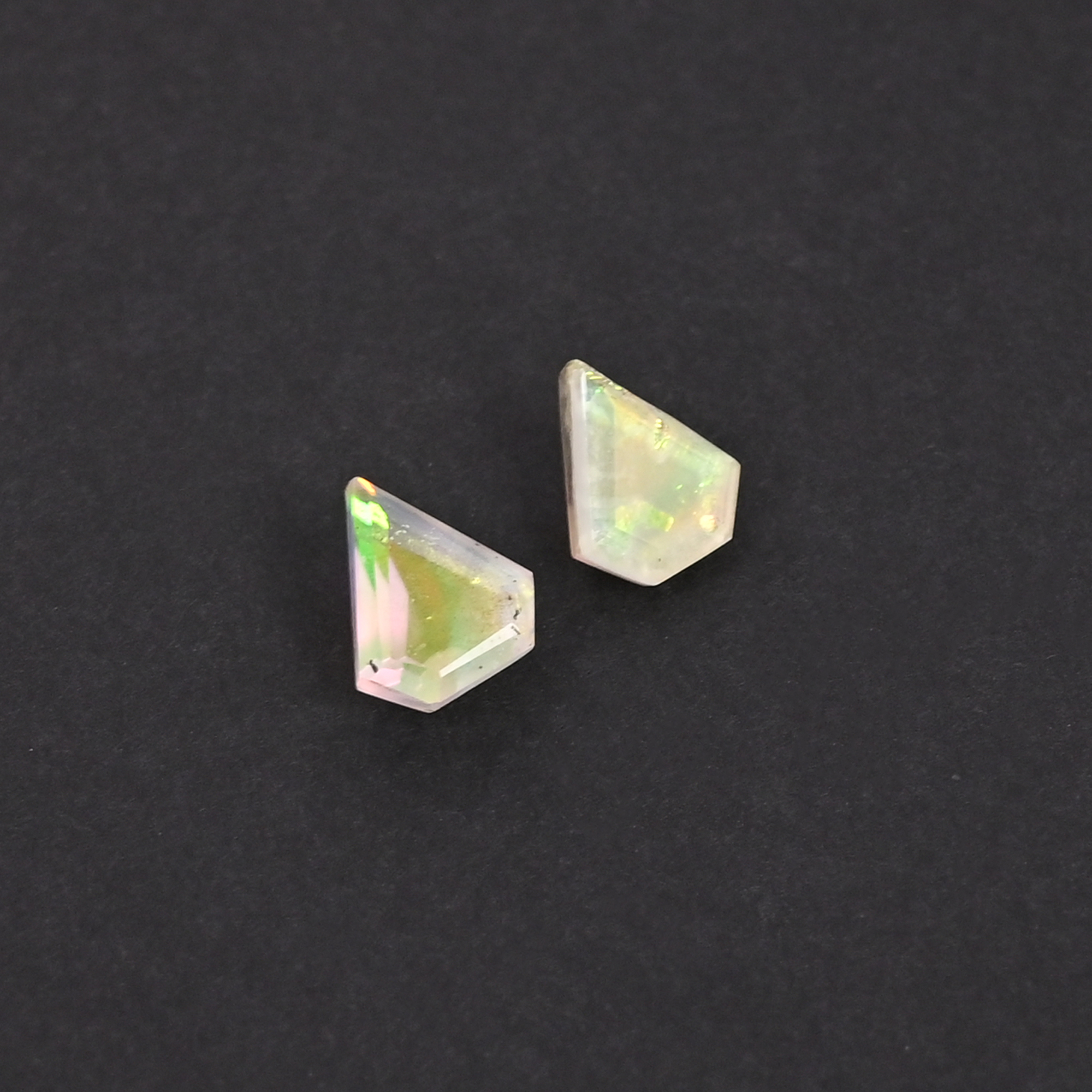 Natural Chinese Rainbow Doublet 44 Carat 1 Pair Weight 10x9mm Diamond Shape Loose Gemstone