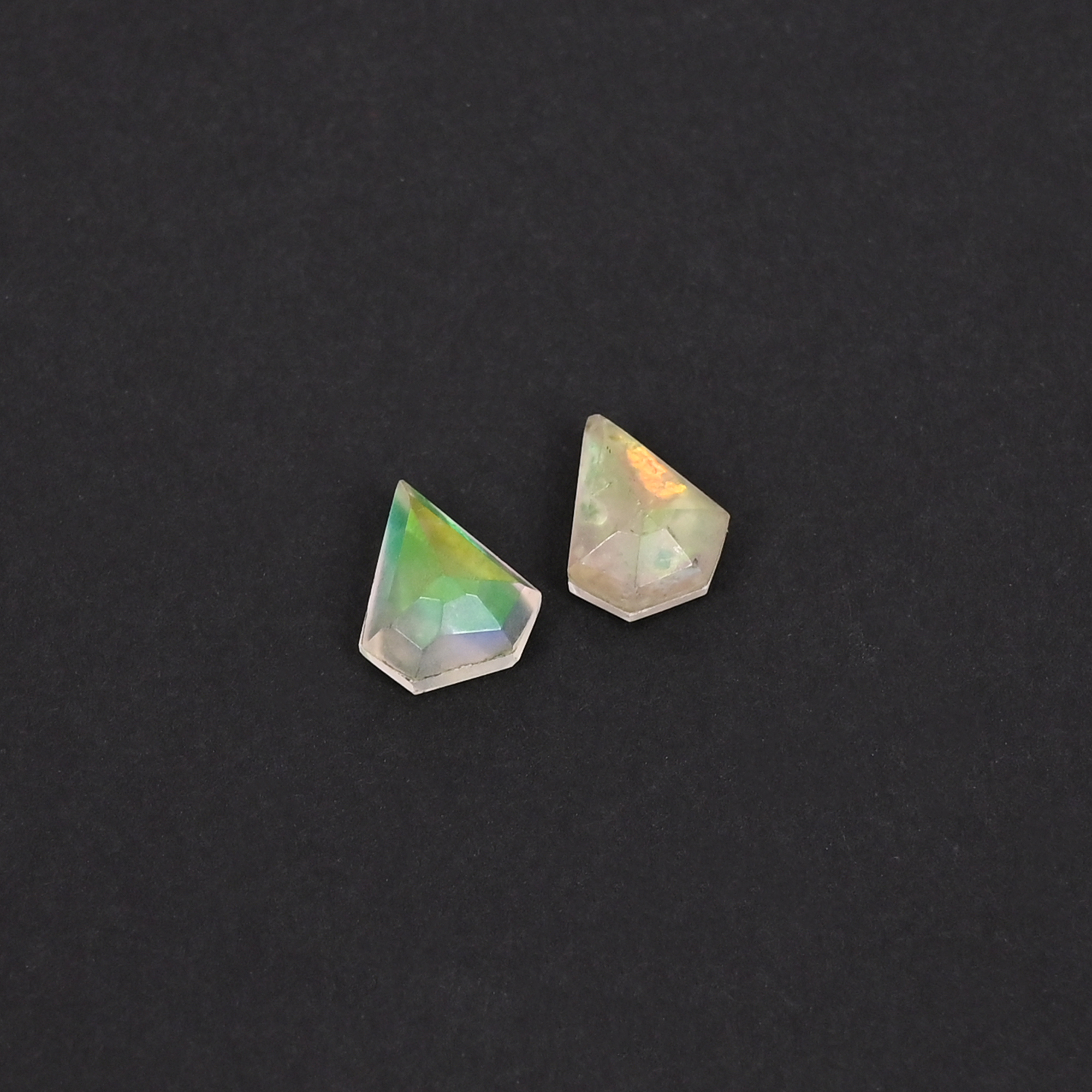 Natural Chinese Rainbow Doublet 44 Carat 1 Pair Weight 10x9mm Diamond Shape Loose Gemstone