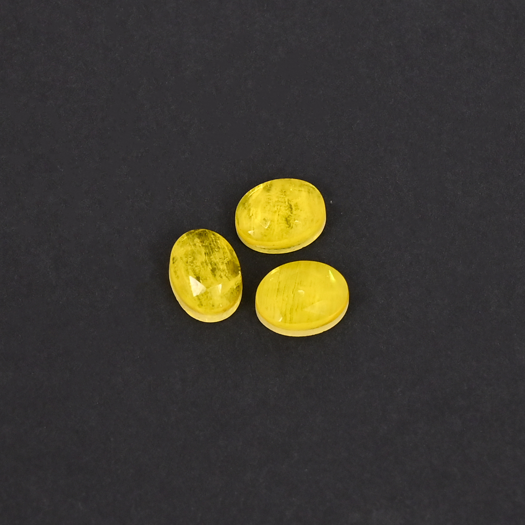 Rainbow Yellow Hydro Doublet 46 Carat 3 Pcs Weight 8x6mm Oval Shape Loose Gemstone
