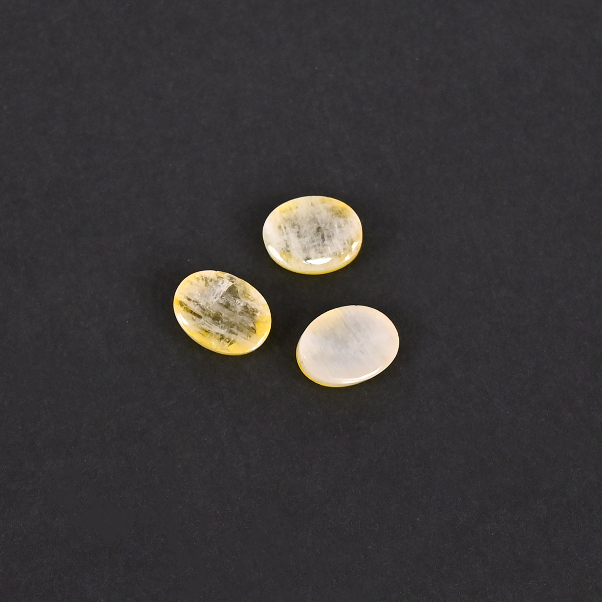 Rainbow Yellow Hydro Doublet 46 Carat 3 Pcs Weight 8x6mm Oval Shape Loose Gemstone