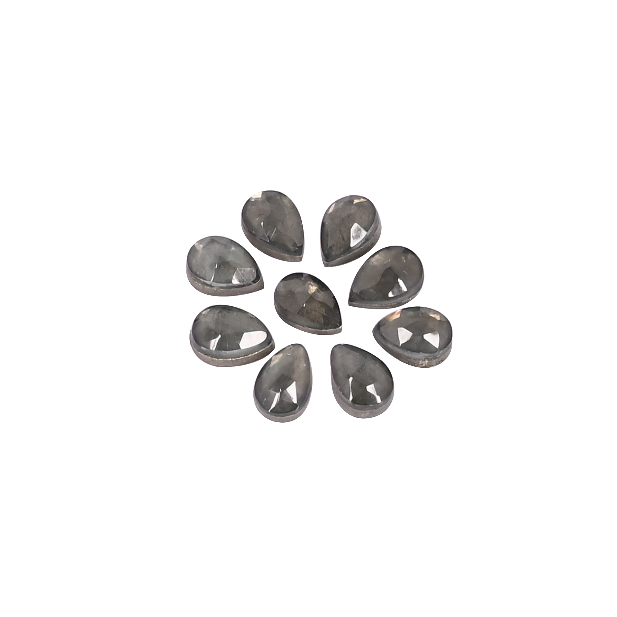 Natural Pyrite and Green Amethyst Doublet 63 Carat 9 Pcs Weight 6x4mm Pear Shape Loose Gemstone