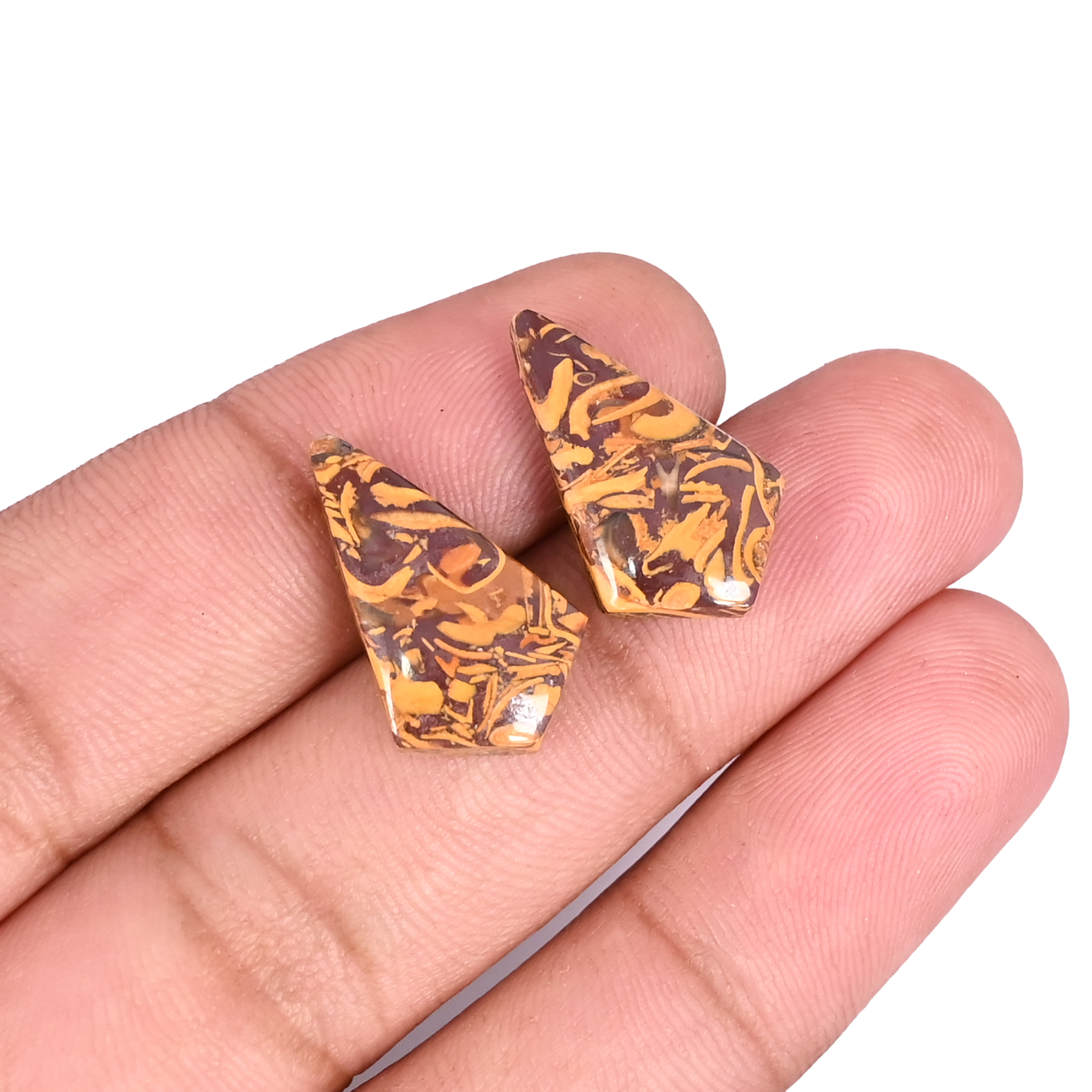 Natural Mariam Jasper 157 Carat 1 Pair Weight 20x12mm Kite Shape Loose Gemstone